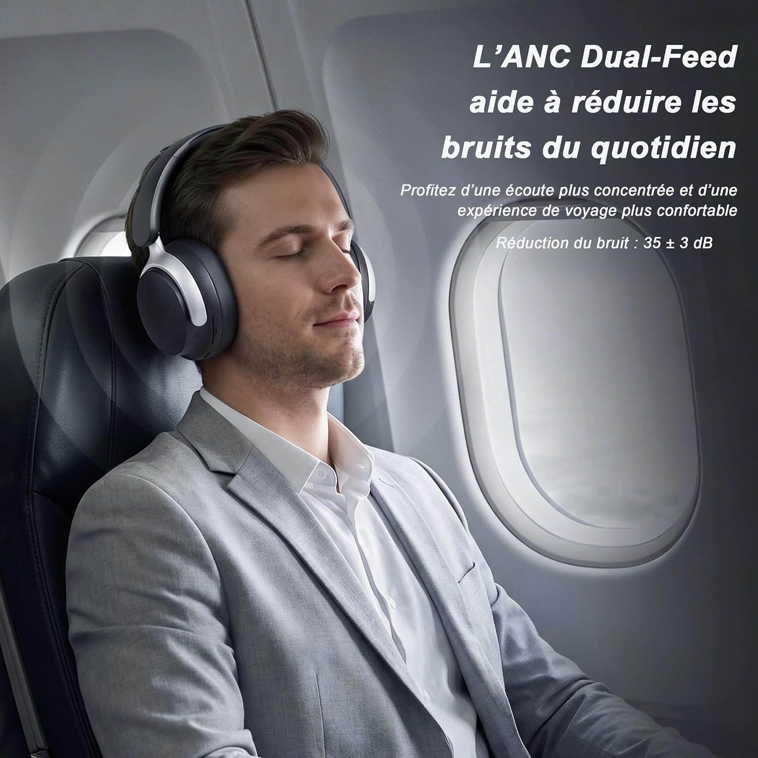 Detalle de VoKinroad Casque Bluetooth sans Fil Over-Ear avec ANC Dual-Feed — 80H, pliable, mémoire de forme
