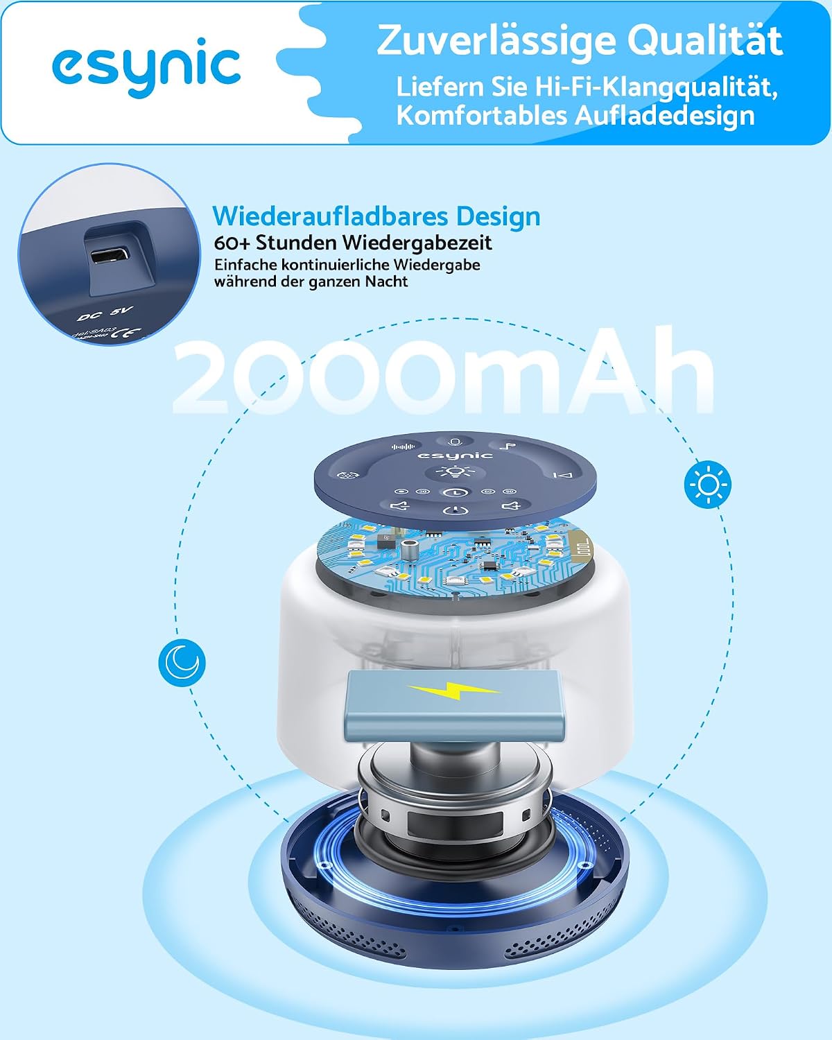 Thumbnail 5 de eSynic White Noise Machine mit 30 Klängen