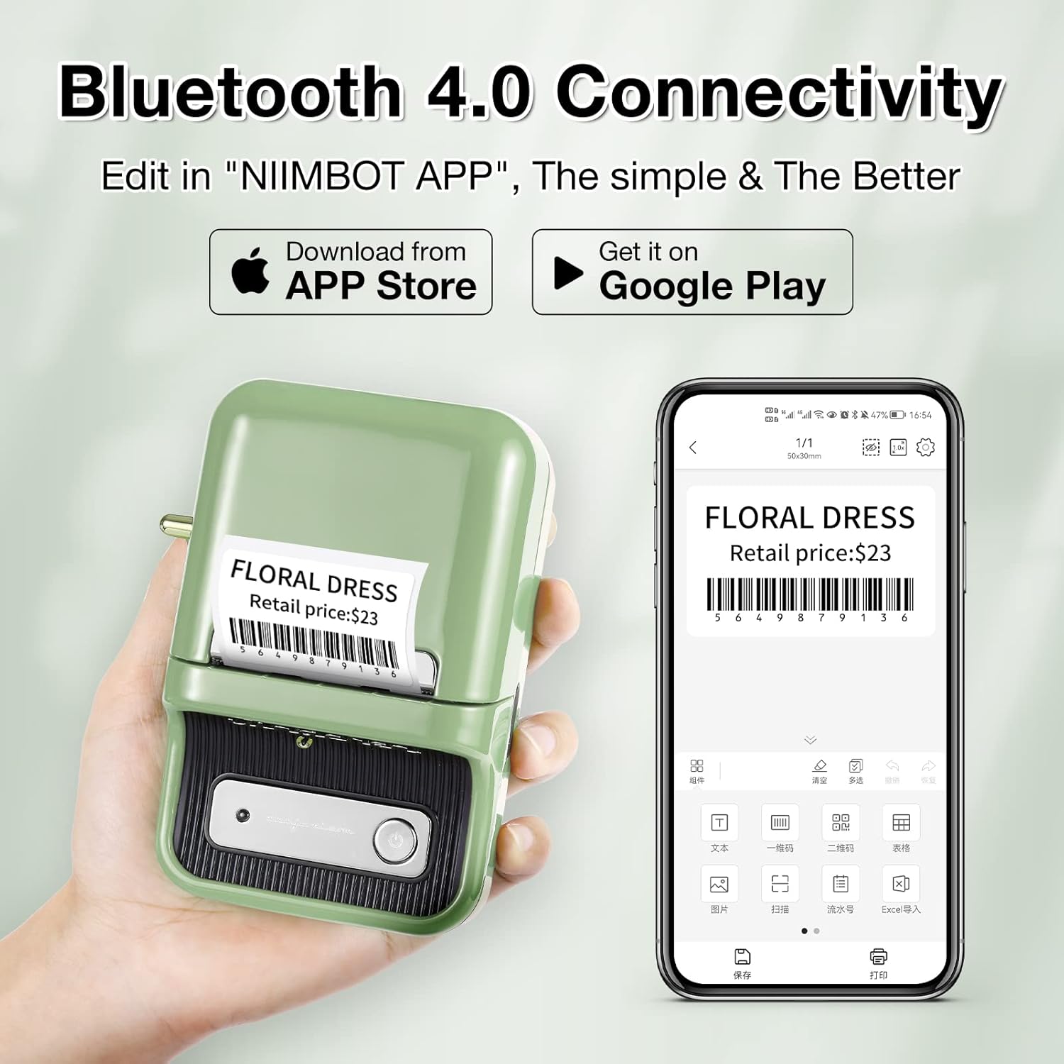 Thumbnail 1 de NIIMBOT B21 etichettatrice Bluetooth mini per etichette adesive 20–50 mm (Verde)