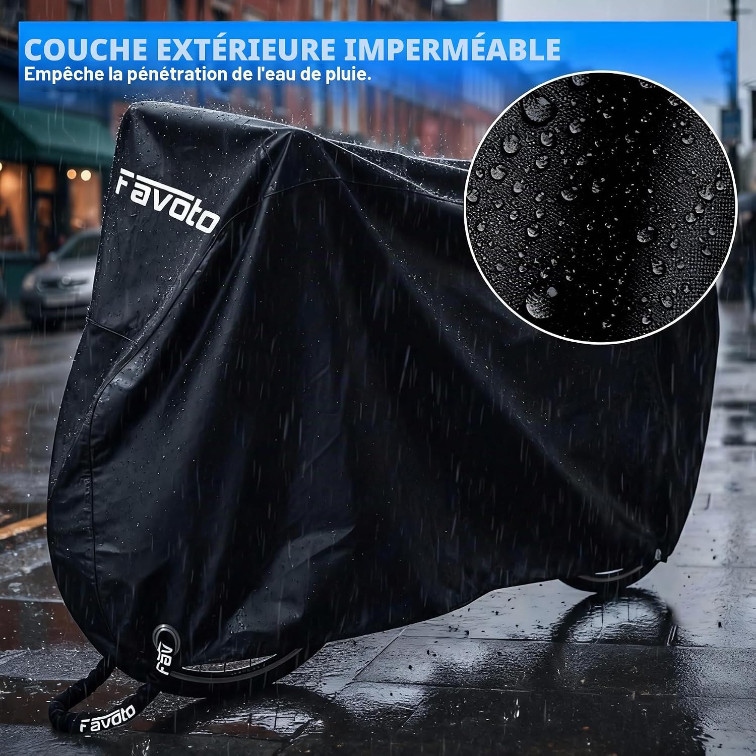 Detalle de Favoto Housse Vélo Extérieure Imperméable 200x70x110cm – Protection tout temps