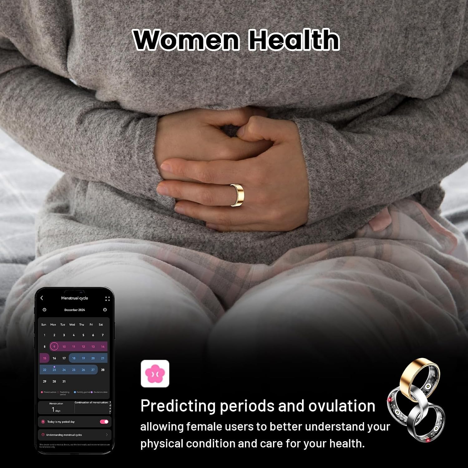 Thumbnail 6 de Mirlray Smart Ring for Women & Men – Health Tracker with Heart Rate, SpO2, Sleep, and 5-Day Battery (Rose Gold, Size 7)