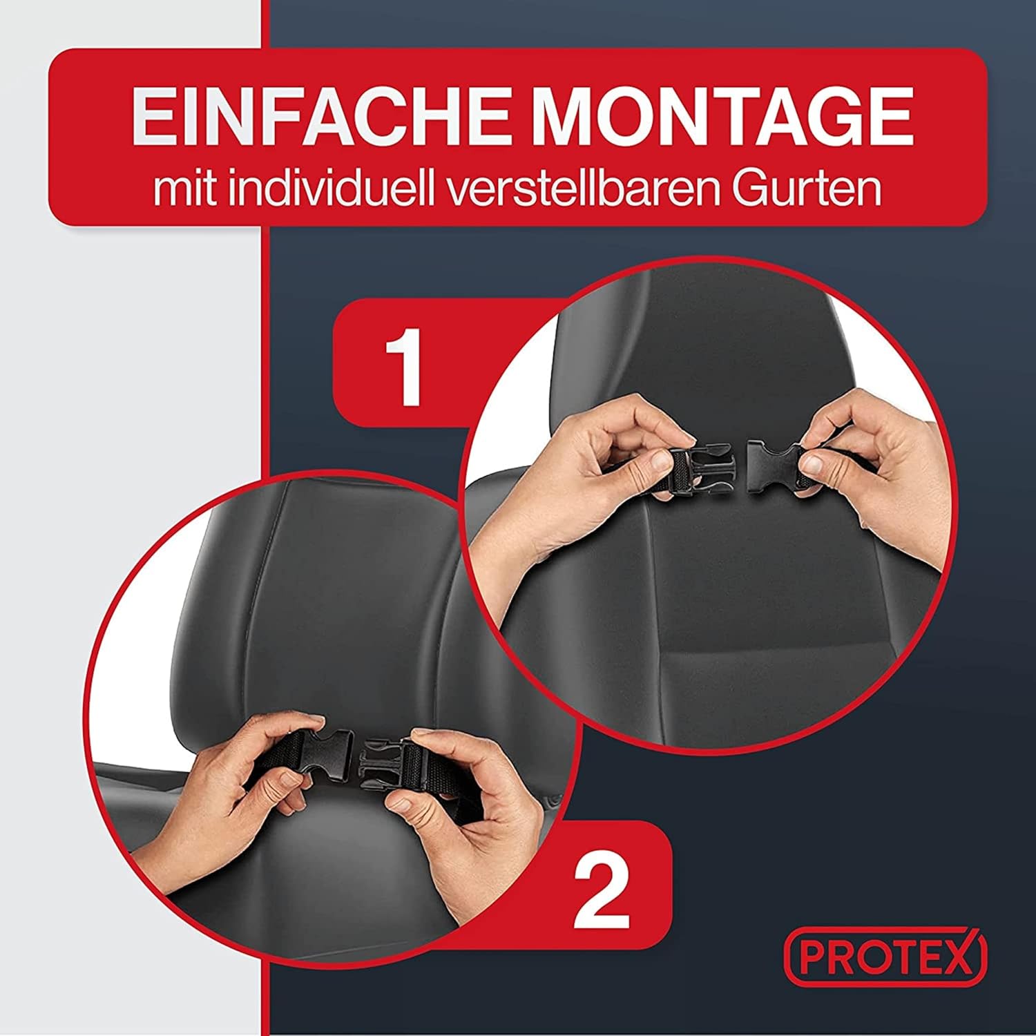Detalle de PROTEX Rückenlehnenschutz Organizer – 2-in-1 Auto-Organizer mit Tabletfach, 45 × 65 cm, schwarz