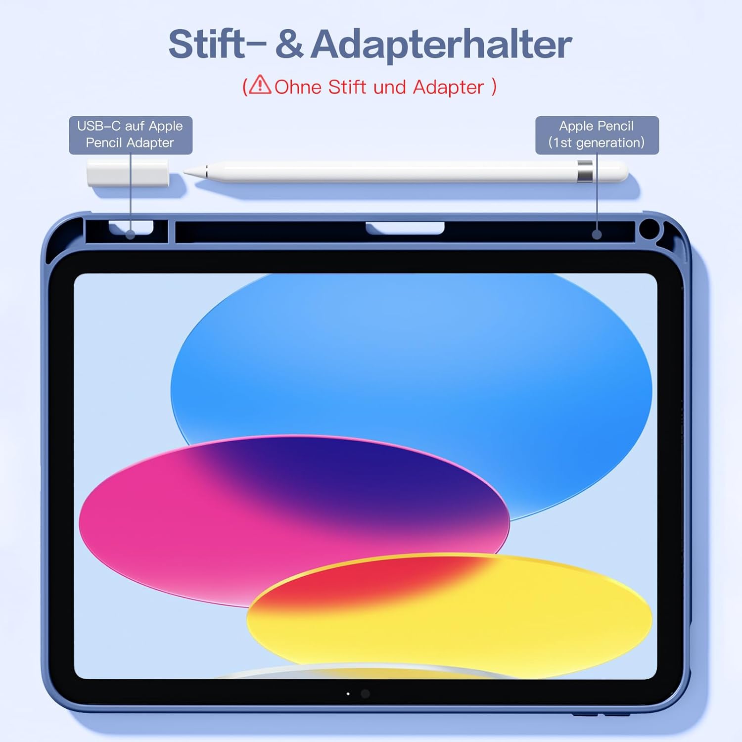 Thumbnail 3 de Vobafe Hülle für iPad A16 (11. Generation 2025) / iPad 10 (10,9 Zoll) mit Stifthalter, Touch-ID & Auto-Sleep-Wake (Navy, transparent)