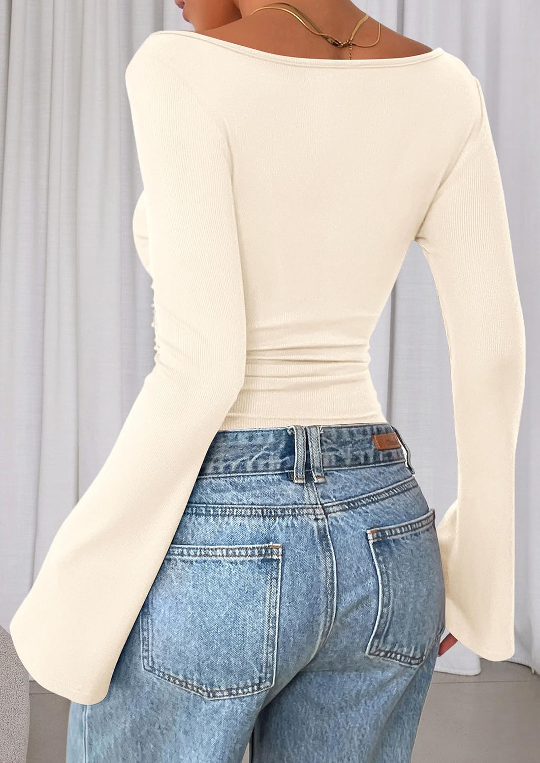 Thumbnail 5 de PRETTYGARDEN Bell Sleeve Long-Sleeve Top