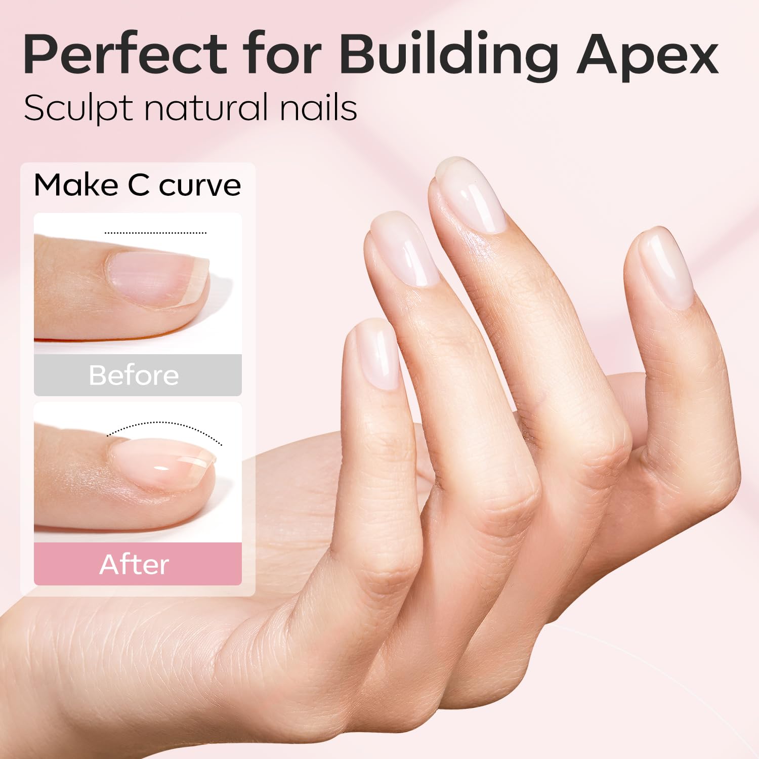 Thumbnail 2 de modelones Builder Nail Gel (2 Pcs) Clear + Cover Nude 10ml — 8-in-one thickening strengthener for LED/UV curing