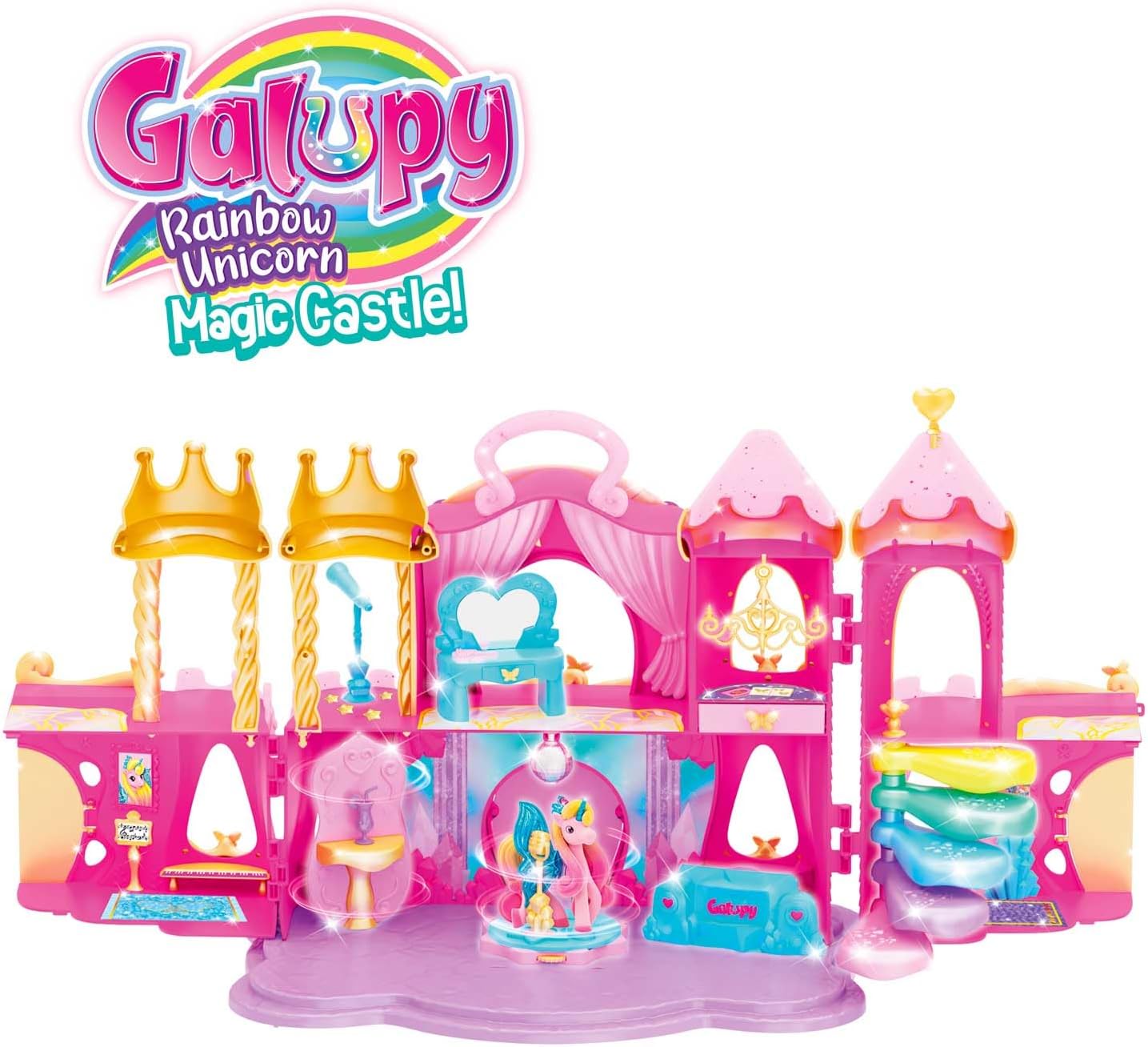 Thumbnail 1 de GALUPY Rainbow Unicorn Magique Castle – Kit de jeu avec serrure & clé magique et figurine licorne exclusive