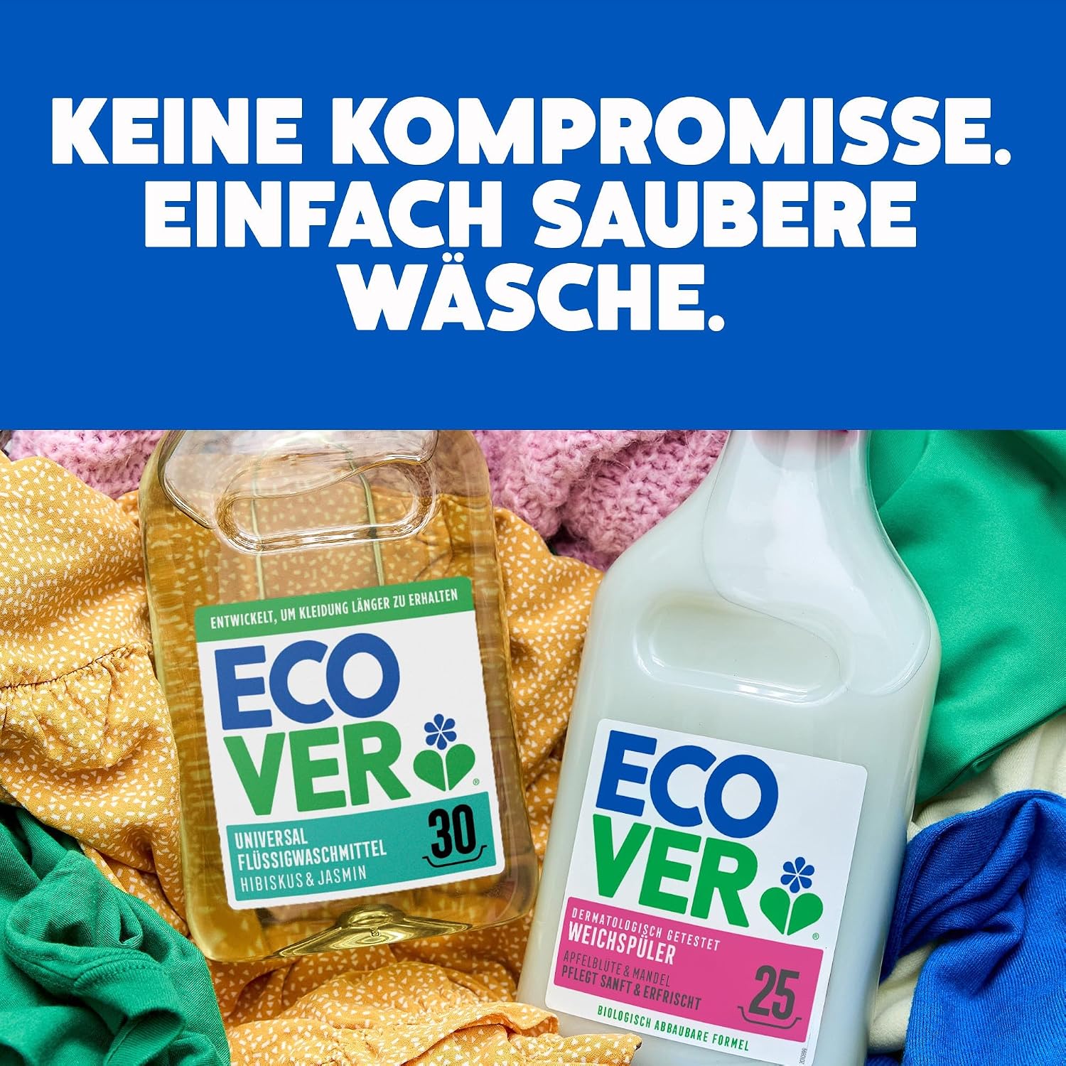 Detalle de Ecover Waschmittel Color, flüssig – Apfelblüten- und Freesienduft, 1,5 L (30 Wäschen)