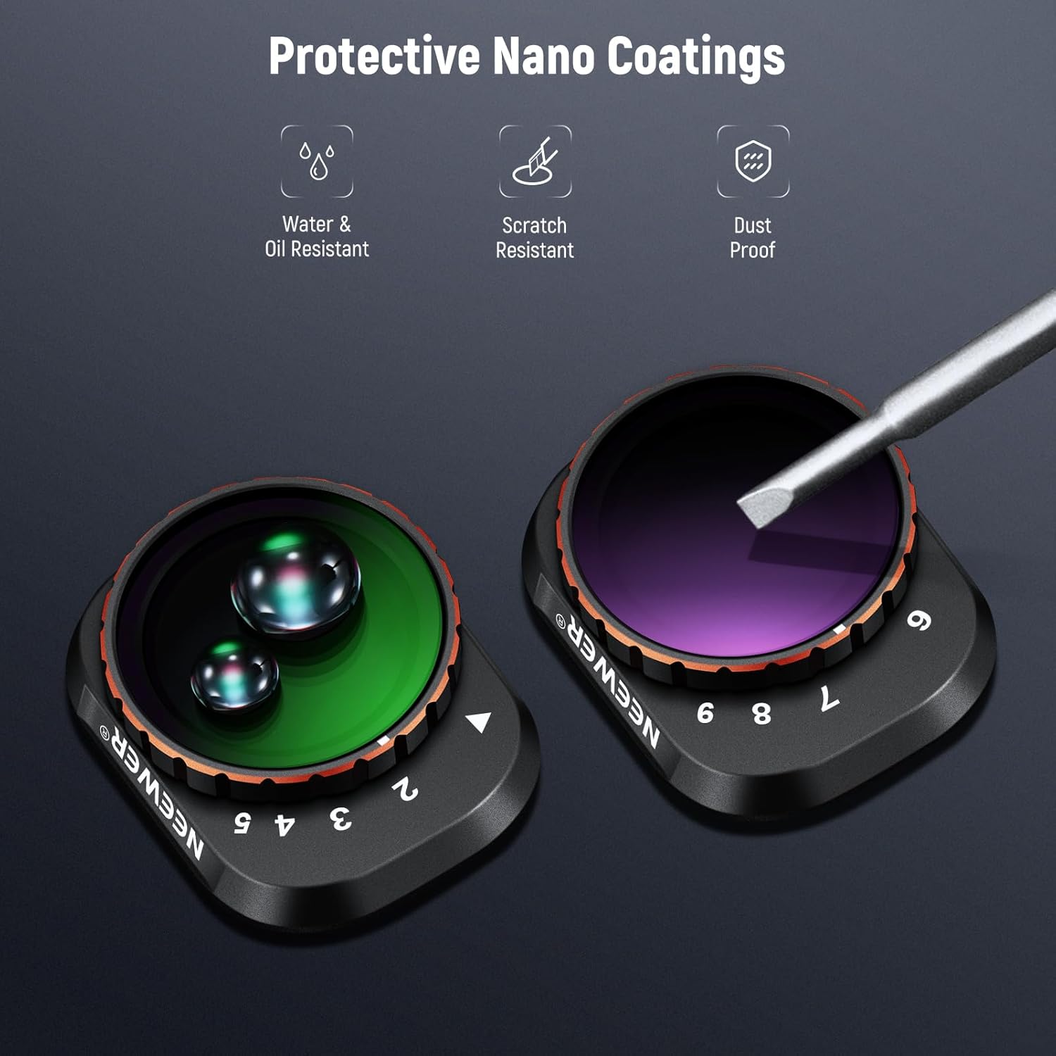 Thumbnail 6 de NEEWER variable ND filter set for DJI Mini 4 Pro (ND2-32 + ND64-512)