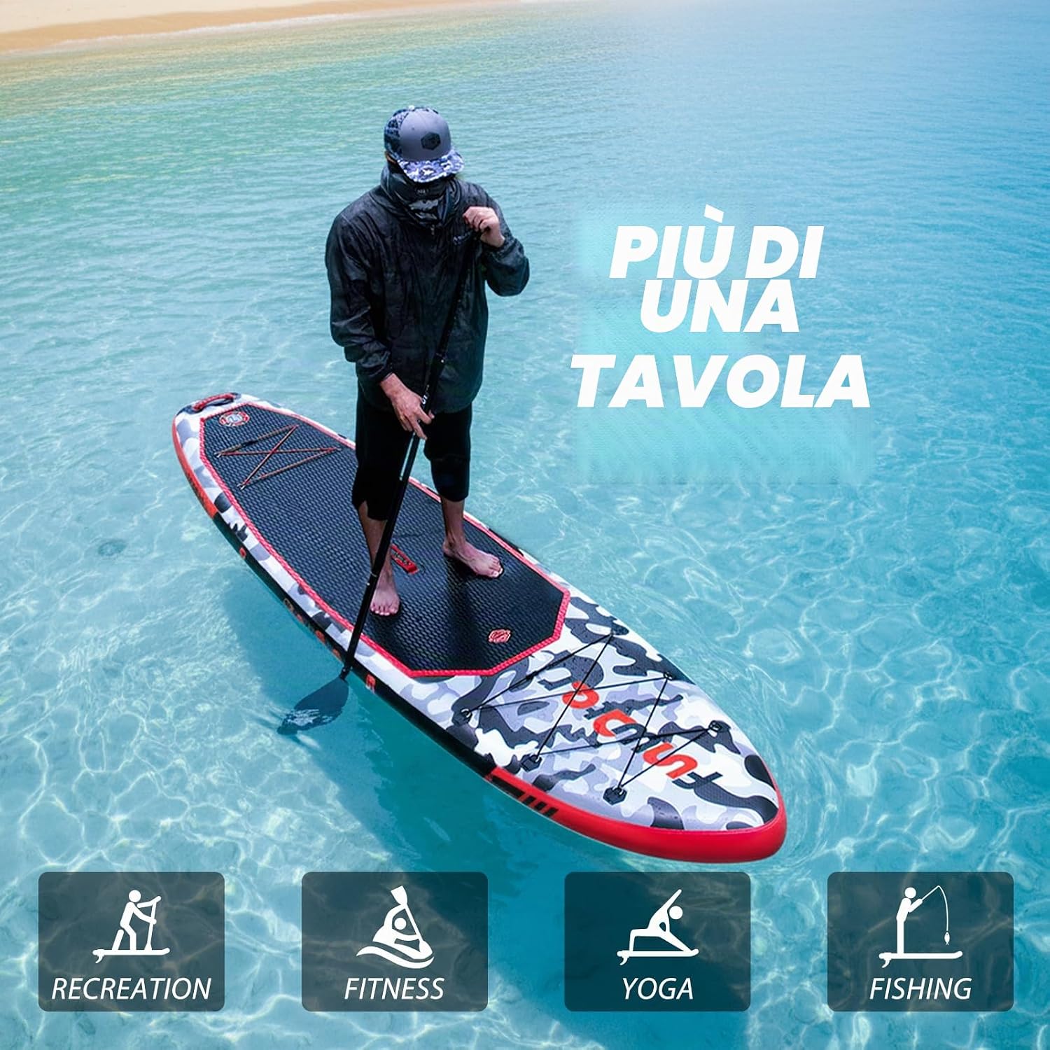 Detalle 2 de FunWater Sup Gonfiabile Portatile: tavola da surf SUP completa di accessori, ideale per adulti e ragazzi
