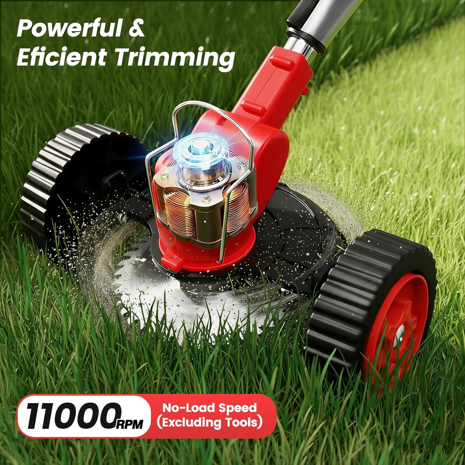 Detalle 2 de ALSO GO HG0077-RE(new4) Cordless 21V Weed Trimmer with Wheel and 2 Batteries