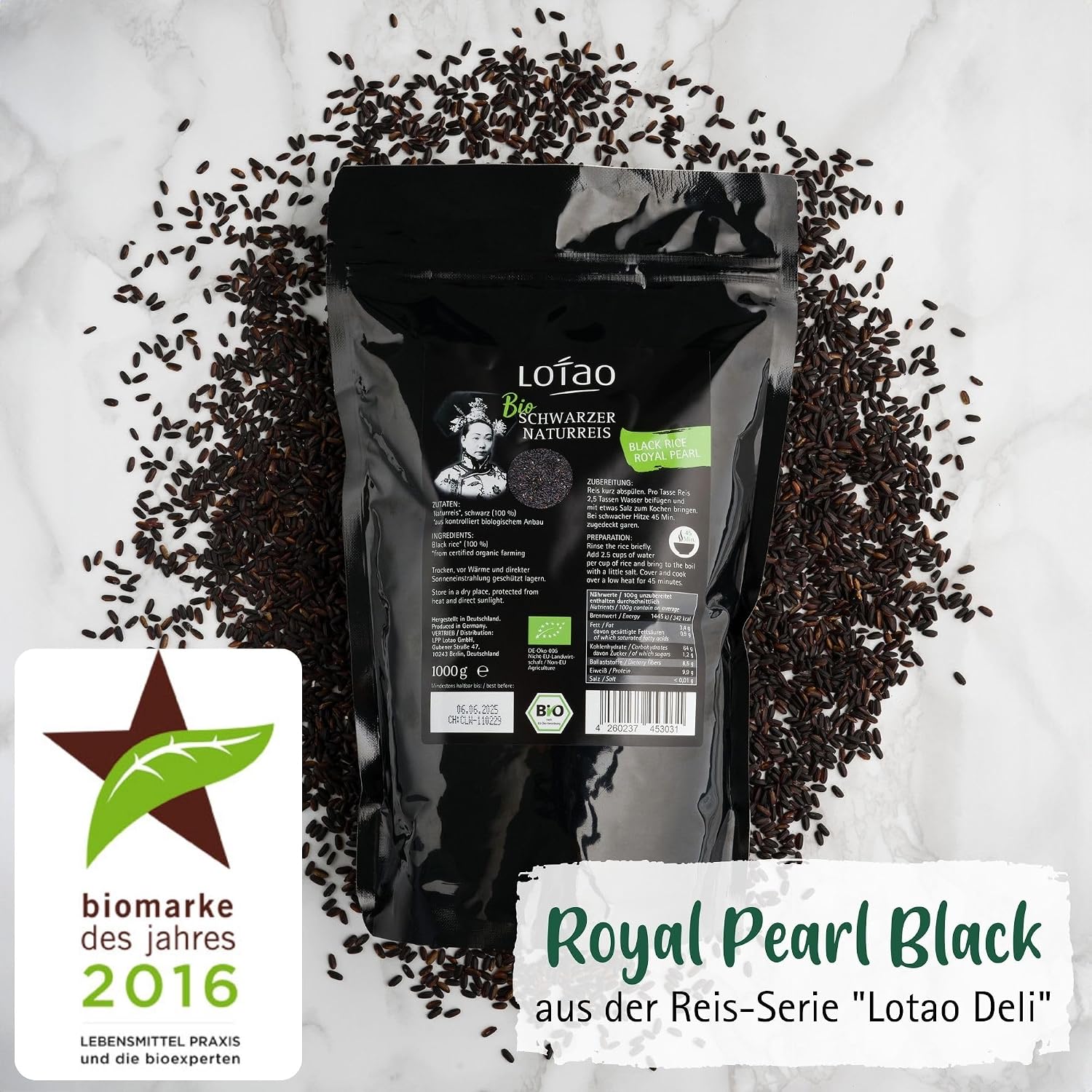 Detalle 2 de Lotao Schwarzer Reis 3 x 1000 g Bio