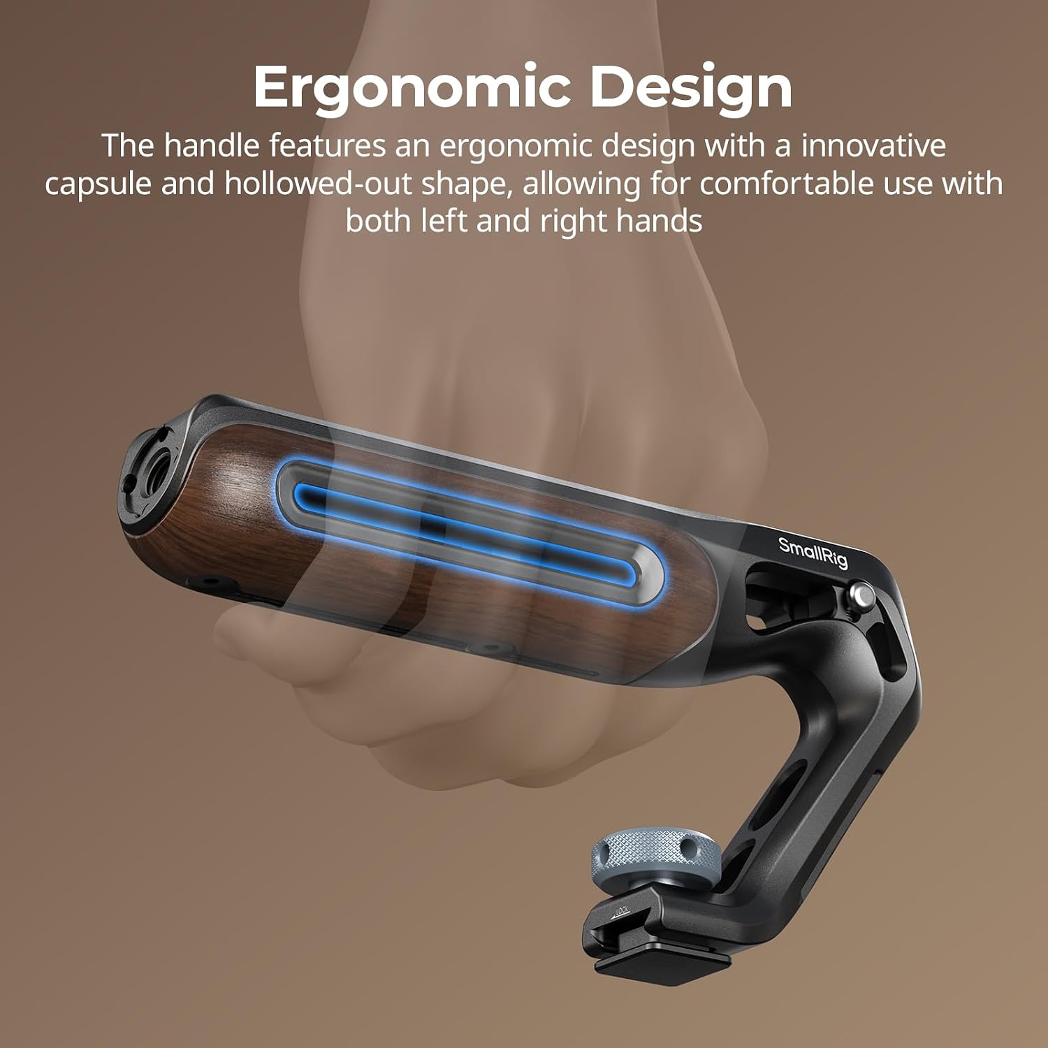 Thumbnail 2 de SmallRig Wooden Top Handle with Cold Shoe Mount (Model 5250) for Camera Cages