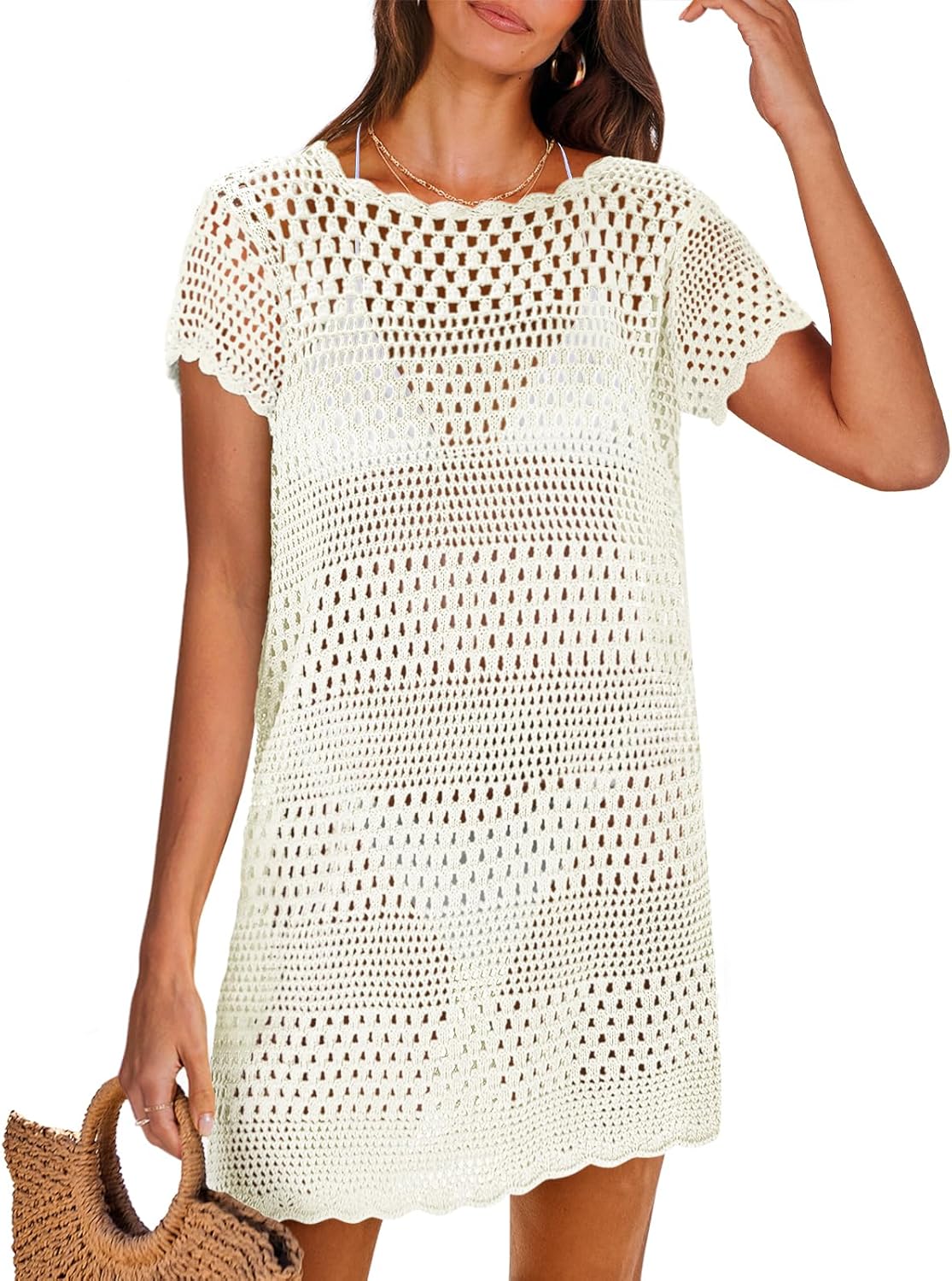 Detalle de ANRABESS 2026 Crochet Mesh Knit Swimsuit Cover Up for Women