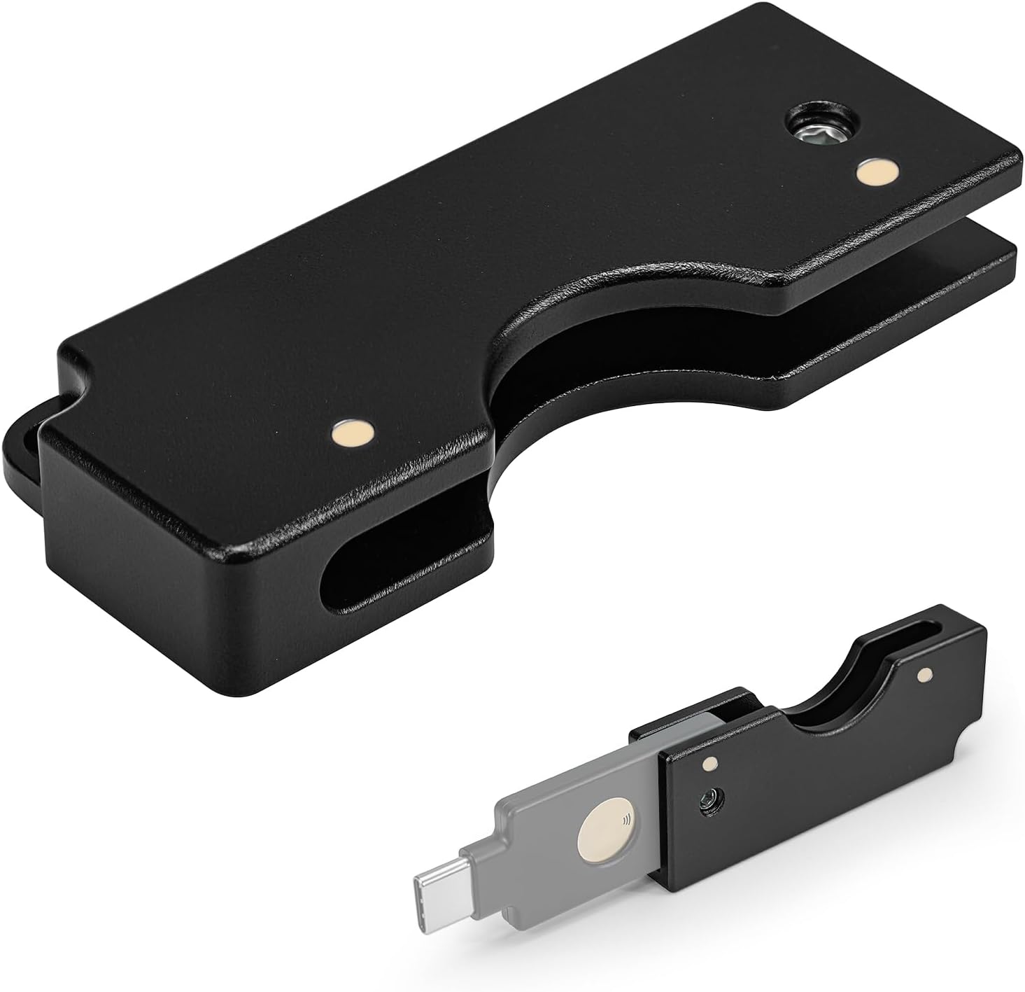 REEYEAR YubiKey 5C NFC対応アルミケース フリップスライド式・ブラック