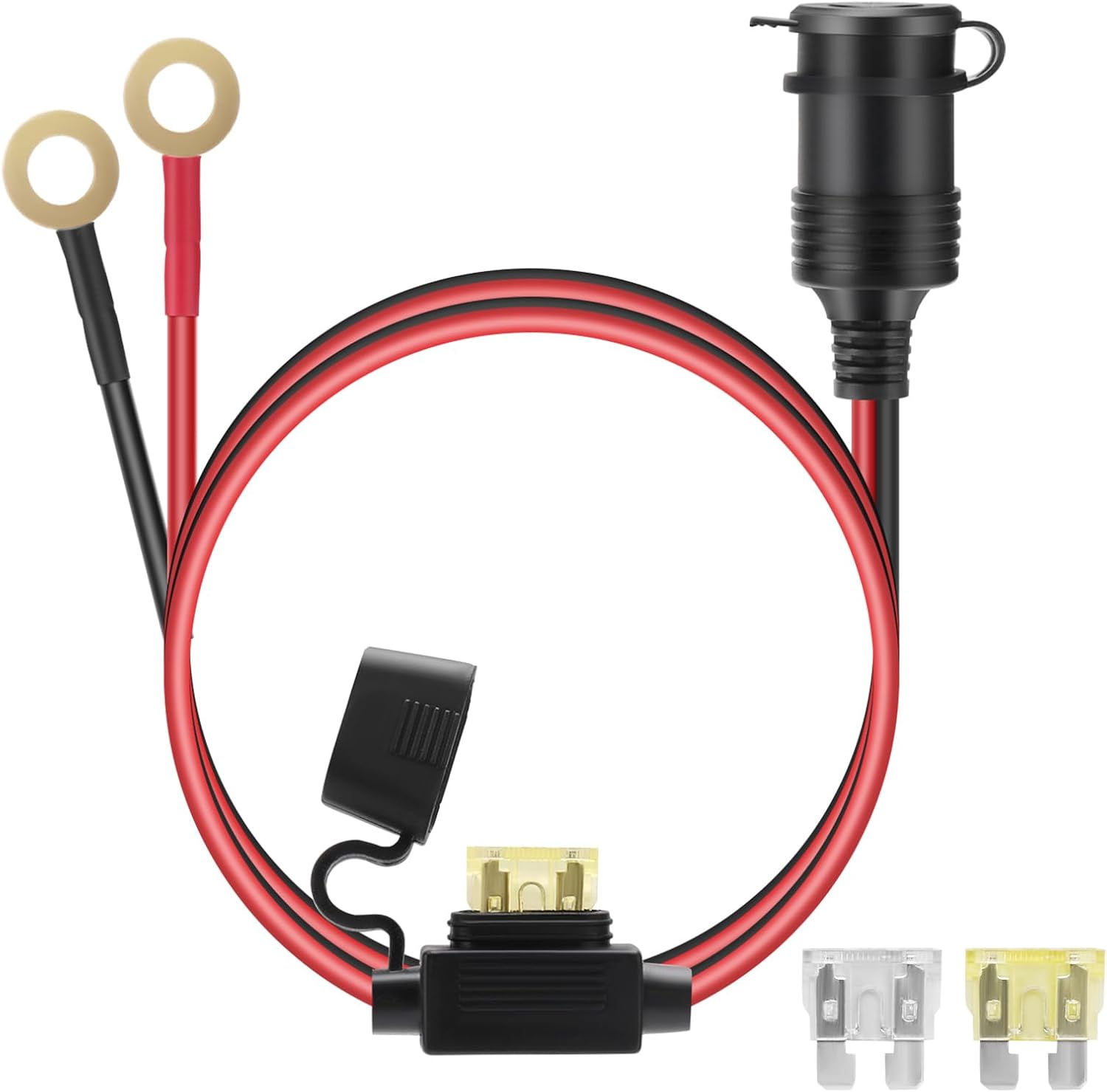 Detalle de Thlevel 3 Meter Zigarettenanzünder Verlängerungskabel 12V–24V, 14AWG (2,08 mm²) mit 20A Sicherung – wasserdicht, robust und vielseitig