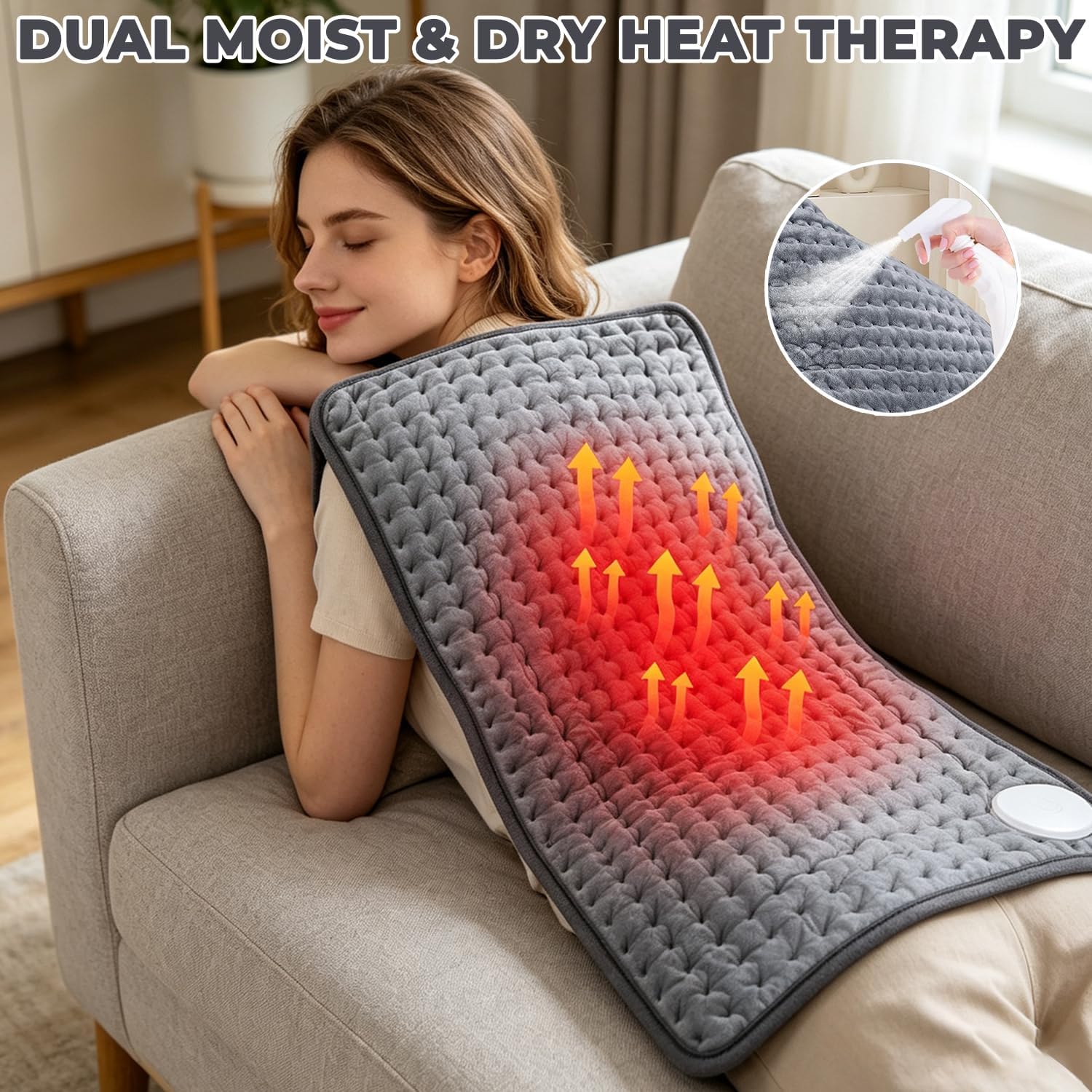 Detalle 1 de WENGTY Electric Heat Pad, 24 × 12 in, 9 Heat Settings, Flannel