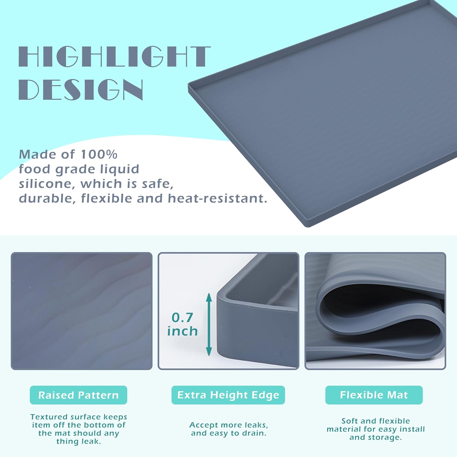 Thumbnail 2 de URMONA Waterproof Silicone Under Sink Mat 16'' x 10'' — Durable Cabinet Protector for Kitchen & Bathroom