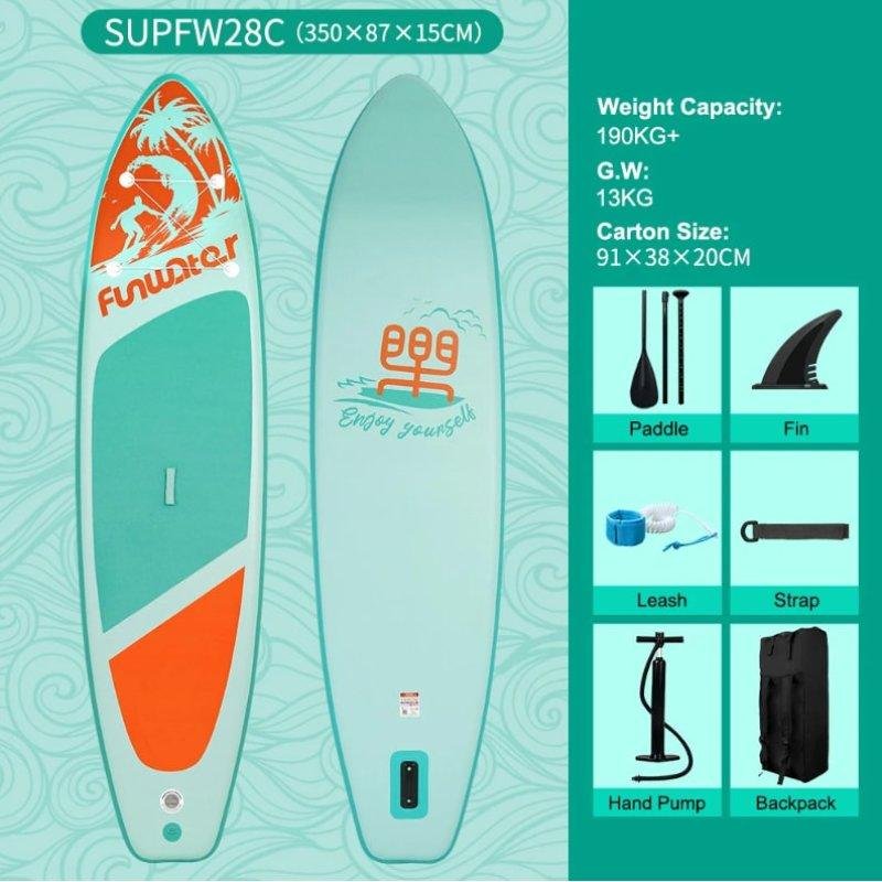 Detalle de Funwater SUPFW28C tabla de paddle surf inflable, 350 x 87 x 15 cm y 190 kg