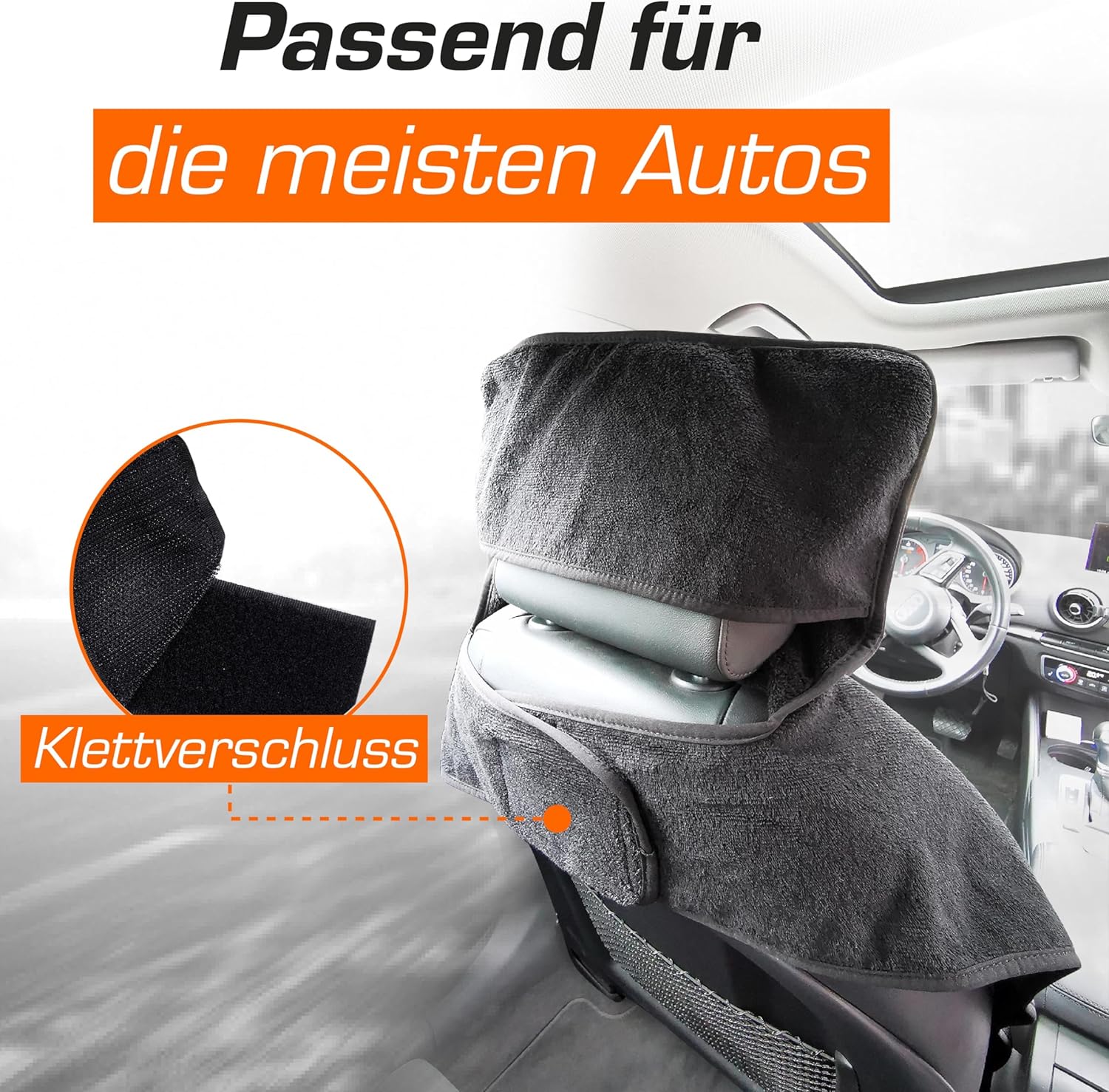 Detalle de Upgrade4cars Frottee Autositzschoner für Vordersitze – 2er Set, Baumwolle, Grau