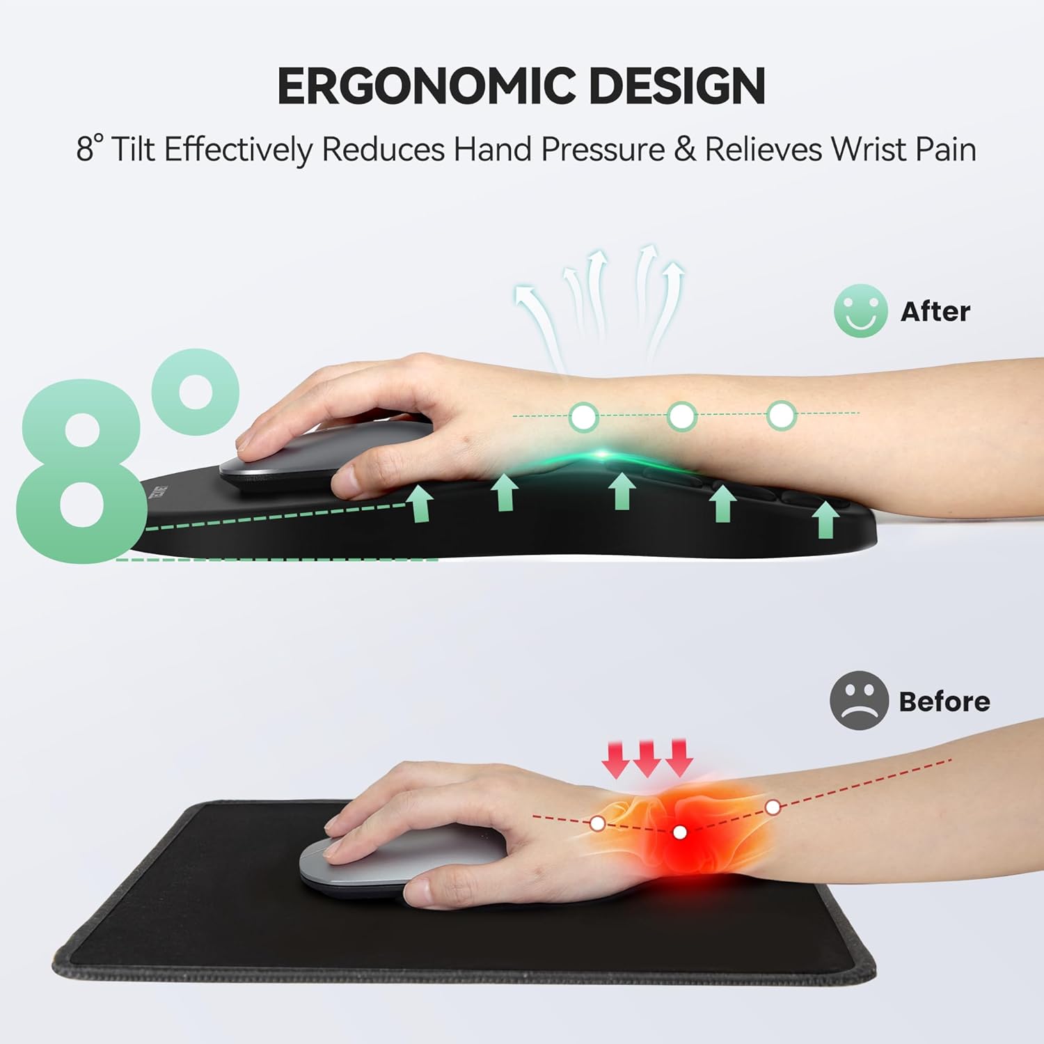 Detalle 1 de TECKNET Mouse Mat Wrist Support 300x200mm