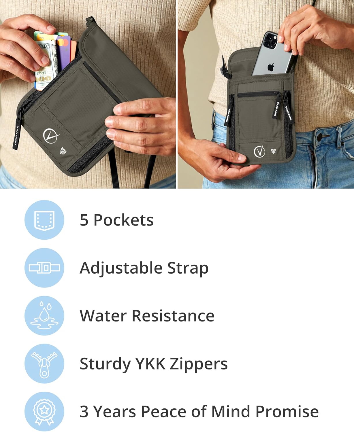 Thumbnail 4 de Vantamo Premium Neck Wallet RFID Travel