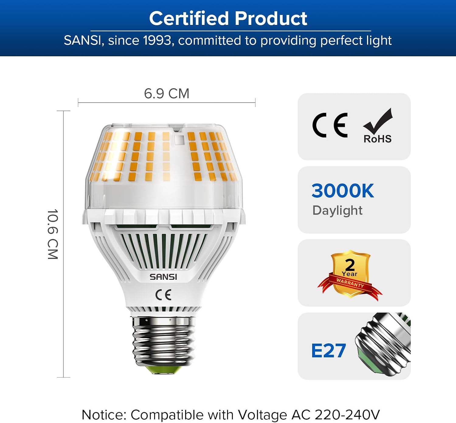 Thumbnail 6 de SANSI Dimmbar E27 LED Lampe 17W (ersetzt 150W) – 2500 Lumen, 3000K, TRIAC-Dimmung