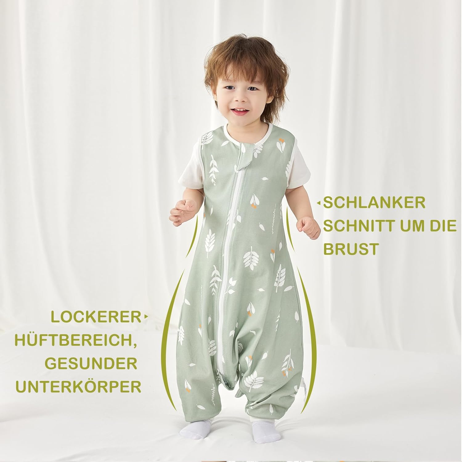 Detalle de Nivolltha 2er Pack 0.5 TOG Premium Babyschlafsack mit Füßen – Größe M