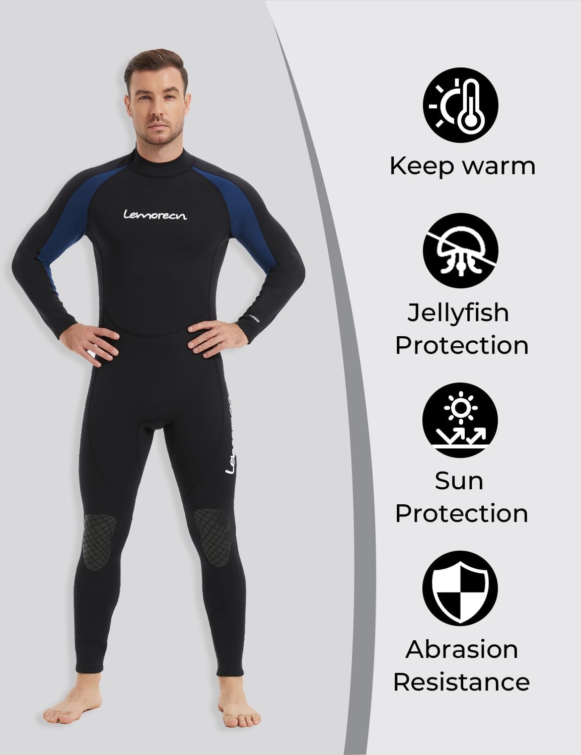 Thumbnail 4 de Lemorecn Men's Wetsuit 3/2mm & 5/4mm Front Zip Full Suit