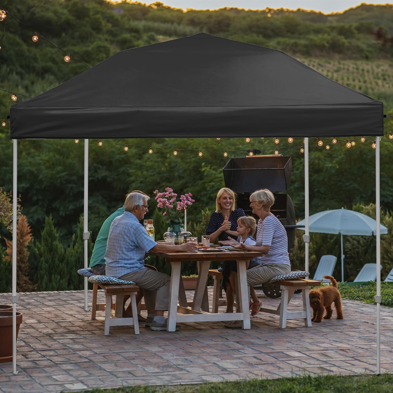 Detalle de NINAT 10x10 ft Replacement Canopy Top, Black Polyester, Waterproof UV Protection