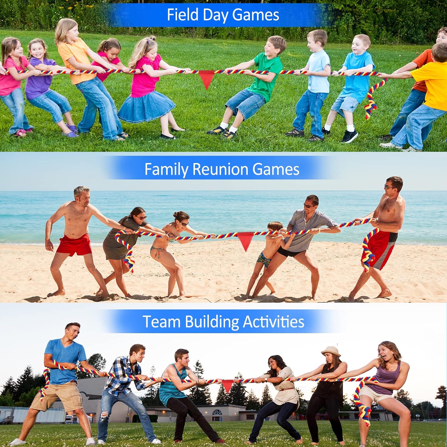 Detalle de WYRJXYB 40ft Tug of War Rope – Outdoor Family Field Day Kit