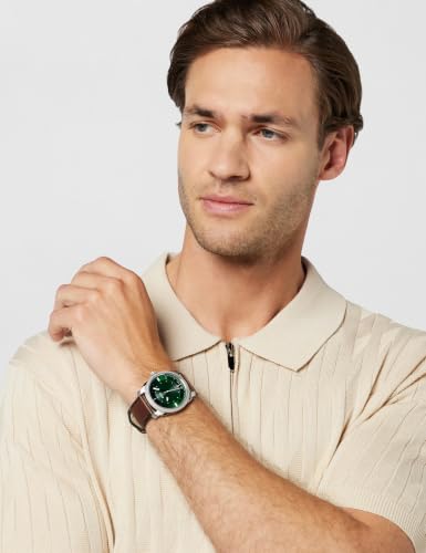 Thumbnail 1 de Fossil Blue Watch pour hommes – Montre GMT en acier inoxydable avec bracelet cuir vert froid