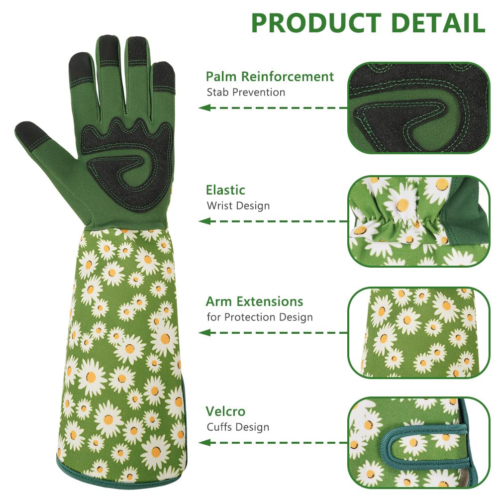 Thumbnail 2 de Ainiv Long Gardening Gloves for Women (Green Thorn Proof) – Protective lightweight gardening gloves, Large
