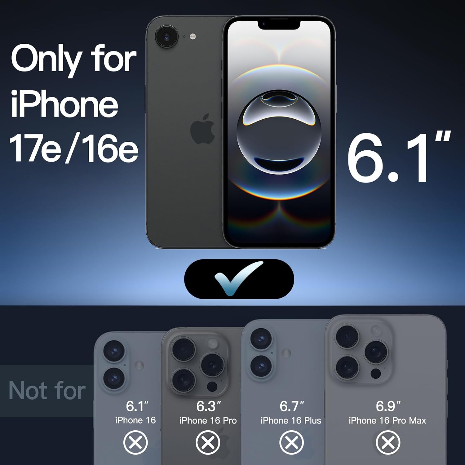Thumbnail 1 de JETech Cover Magnetica per iPhone 17e (2026) / iPhone 16e con MagSafe traslucido opaco sottile antiurto (nero)