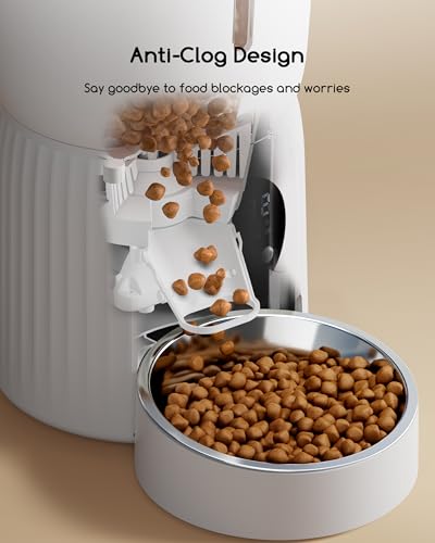 Detalle de Comedero Automático Faroro 4L: alimentación programada, voz grabable y alimentación lenta para gatos y perros pequeños
