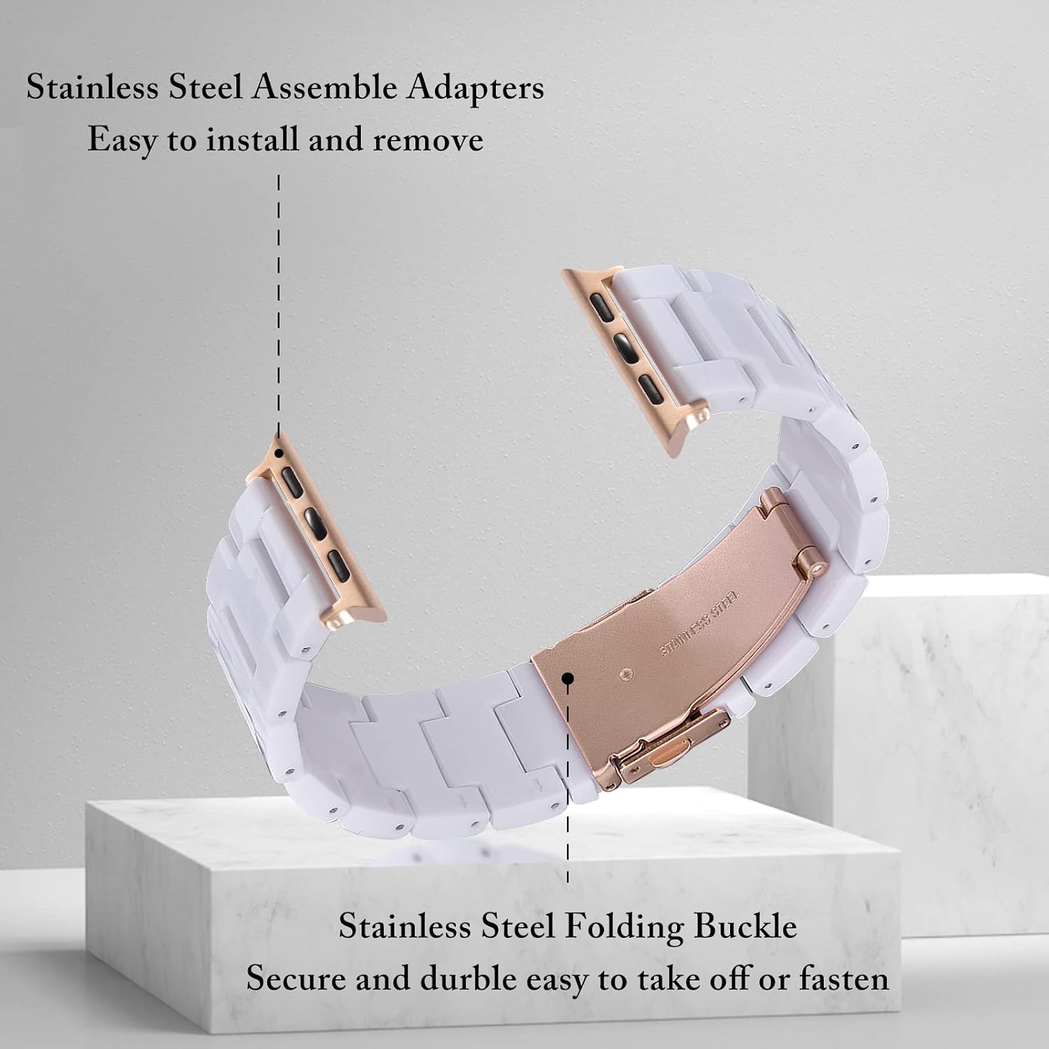 Detalle de V.R.HOPE Resin Apple Watch Band, White