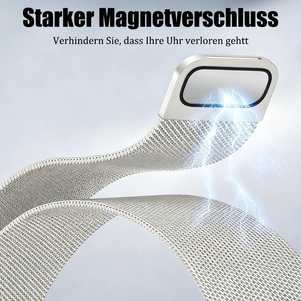 Detalle de PDSQL Edelstahl Mesh Uhrenarmband mit Magnetverschluss – langlebig, 14–24 mm, Damen & Herren