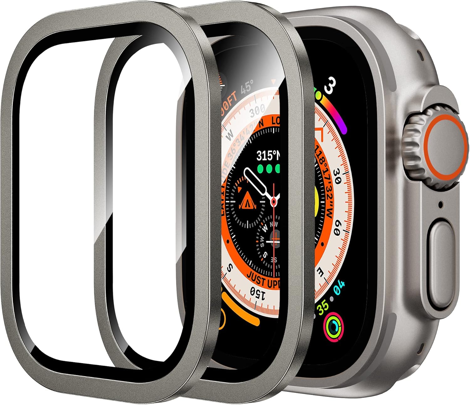 Thumbnail 6 de WSKEN Privacy Screen Protector for Apple Watch Ultra 3/2 (49mm) — 9H Tempered Glass + Titanium Alloy Frame