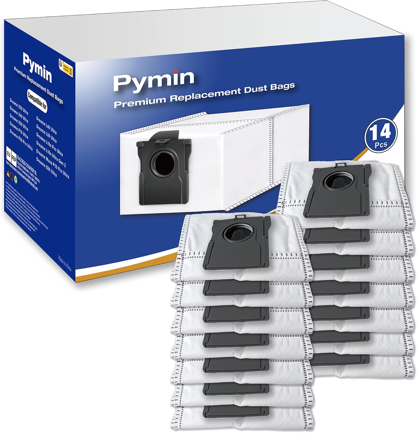 Detalle de Pymin dammsugarpåsar för Dreame X30/X40/X50 Ultra, 14-pack
