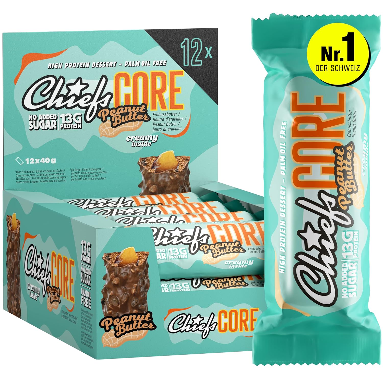 Detalle de CHIEFS High Protein Riegel 12×40 g Proteinriegel 🍫