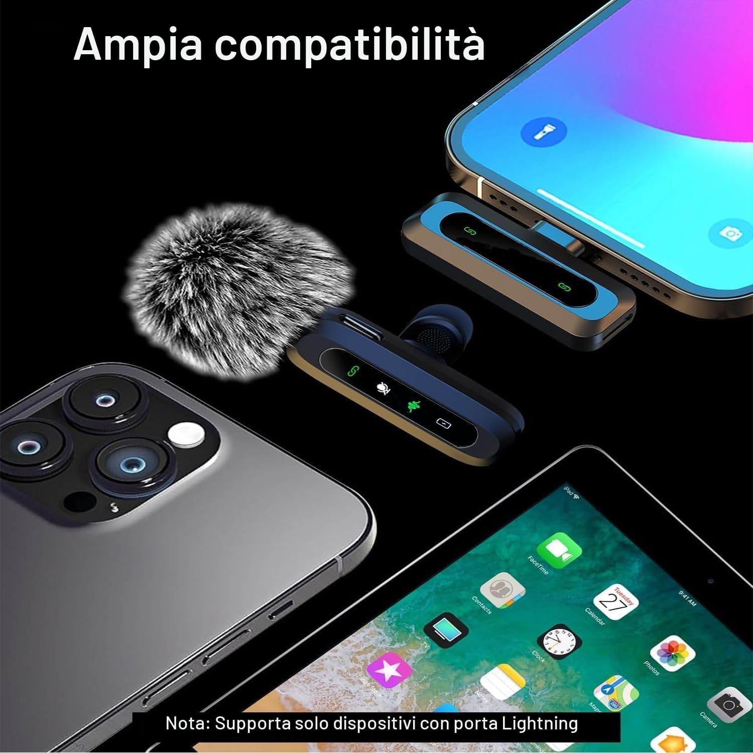 Thumbnail 2 de XIXIXIAXIA microfono lavalier wireless 2.4 GHz per Android, iPhone, iOS, PC e laptop (a clip)
