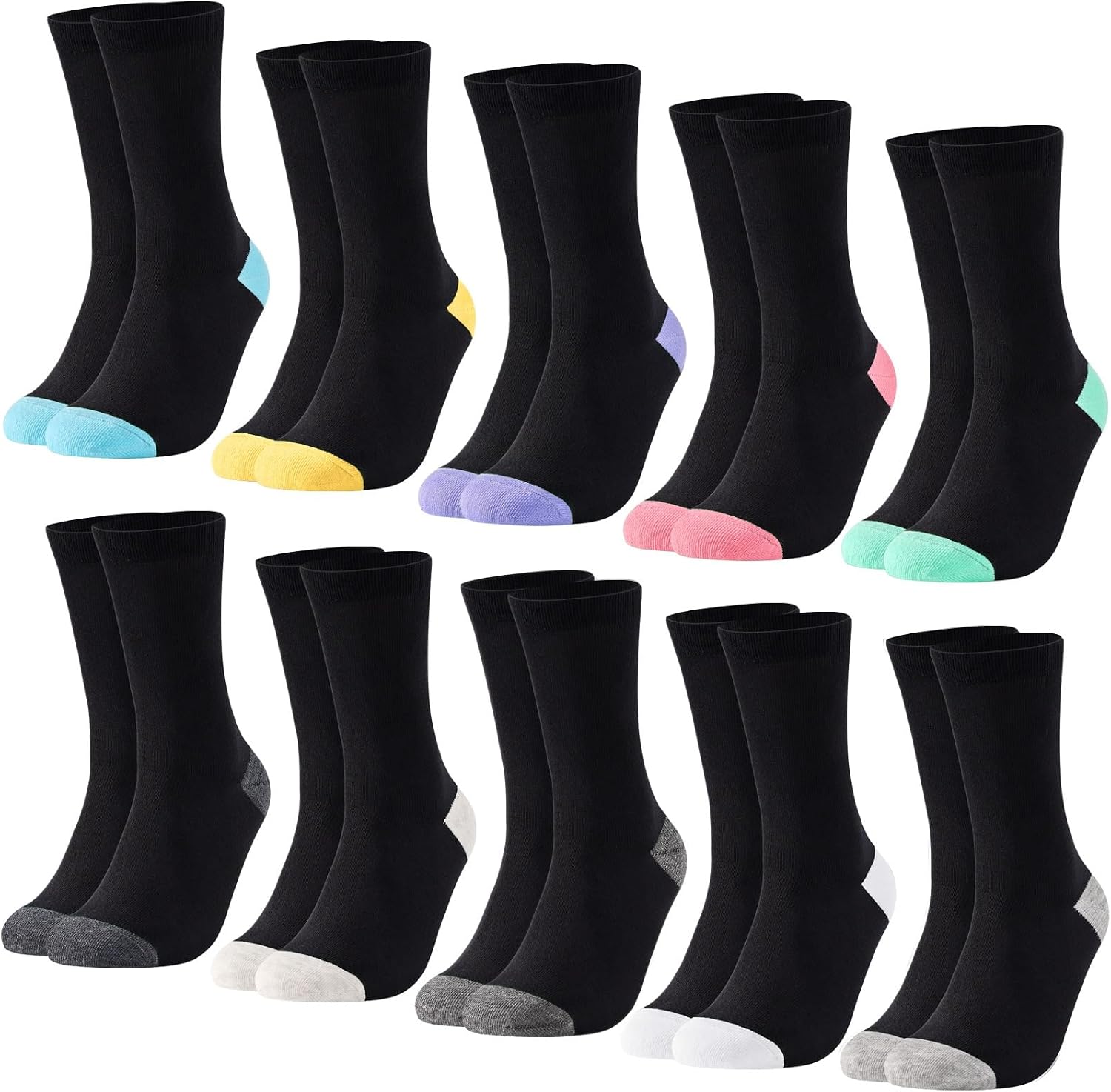 Detalle de SockWaddles skarpety damskie, 80% bawełny, bezszwowe, czarne z kolorowymi akcentami