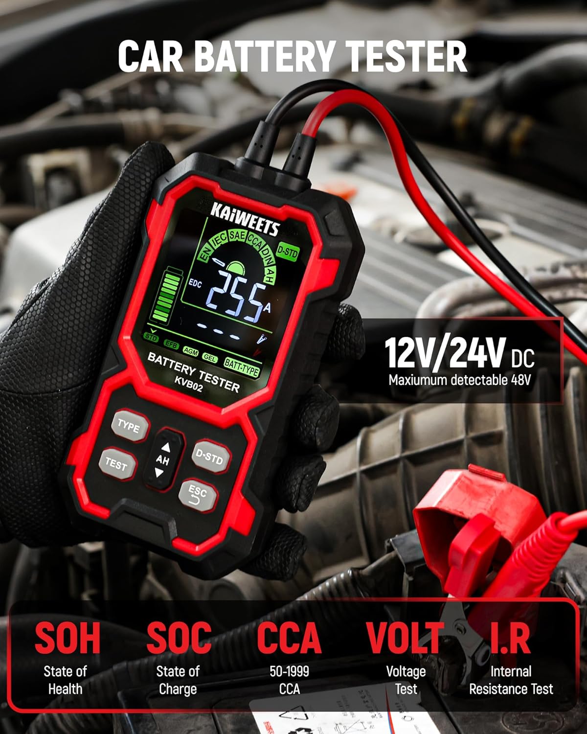 Detalle 2 de KAIWEETS Car Battery Tester 12V/24V
