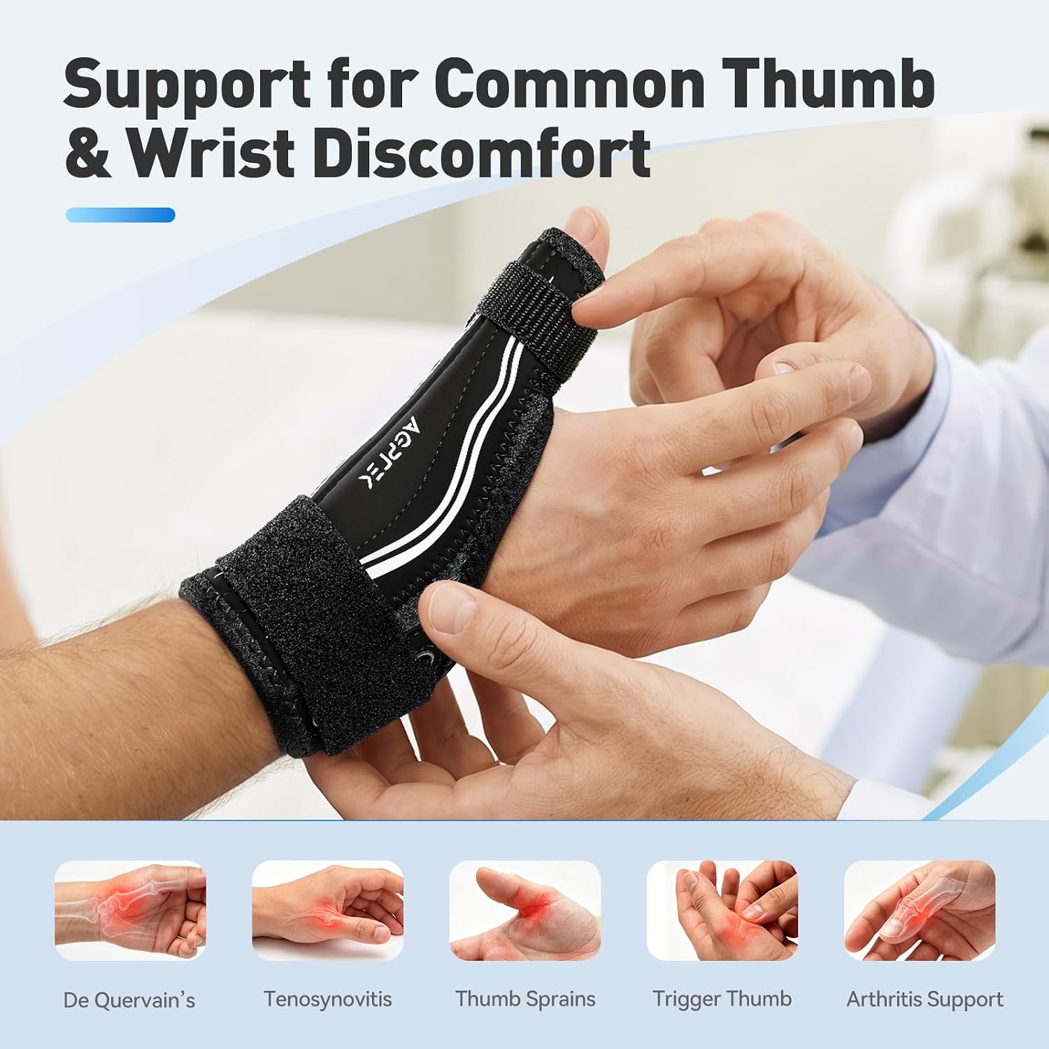 Detalle 2 de AGPTEK APTWB1WL Thumb Wrist Brace, Large, Dual Aluminum Stays