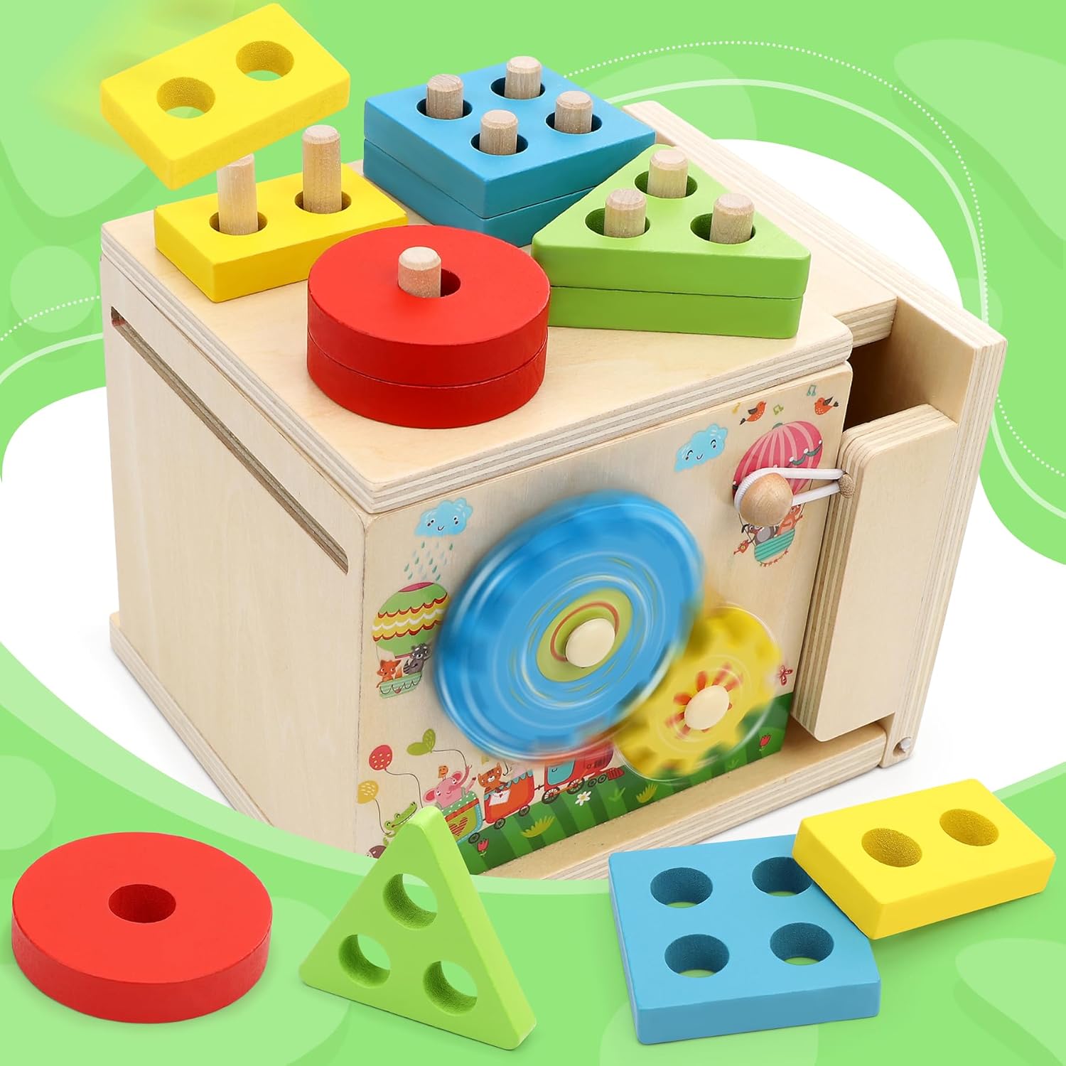 Thumbnail 4 de COOLJOY Giochi Bambini 2 Anni Cubo Multiattività in Legno 8-in-1 Montessori