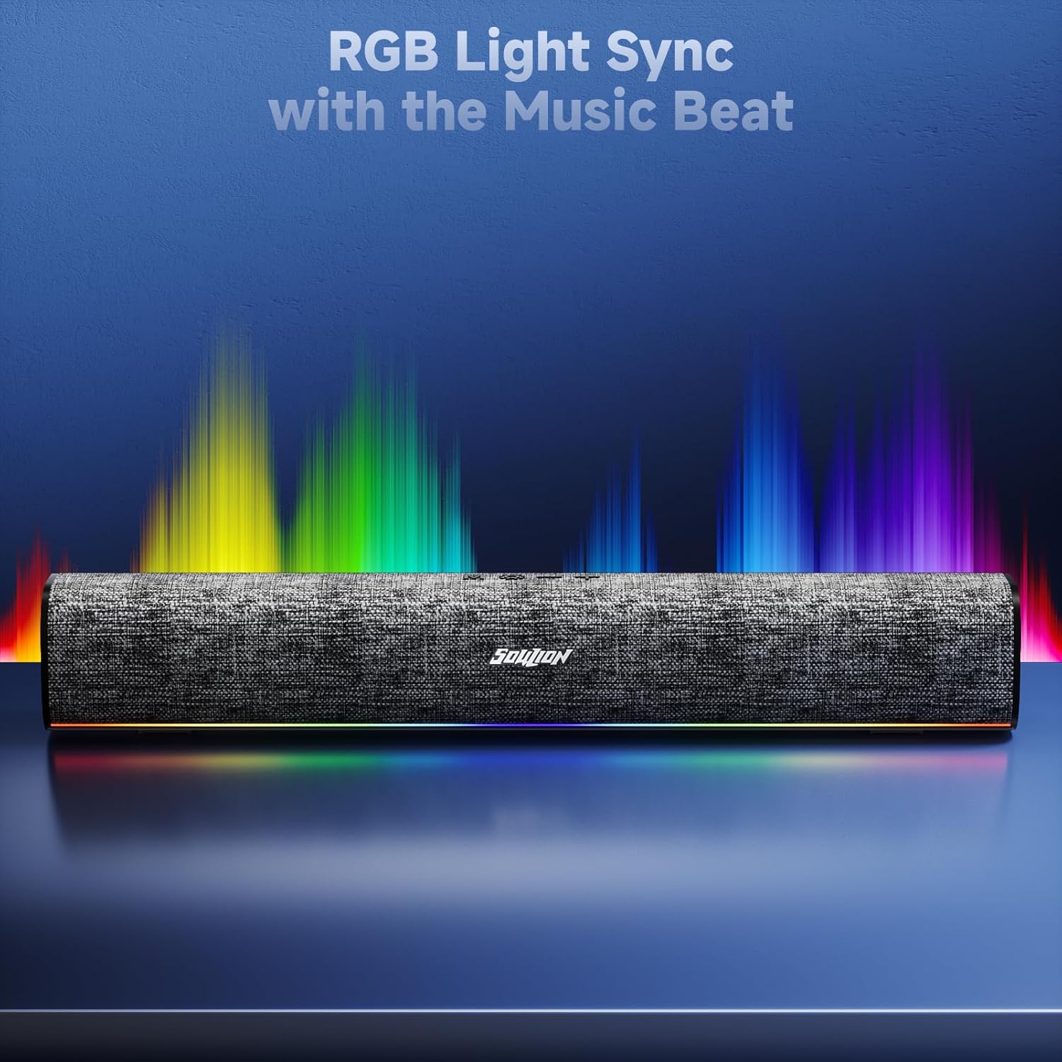 Thumbnail 2 de SOULION R100 Plus PC Speakers: Compact Bluetooth Soundbar with RGB Lights and 6-Hour Battery