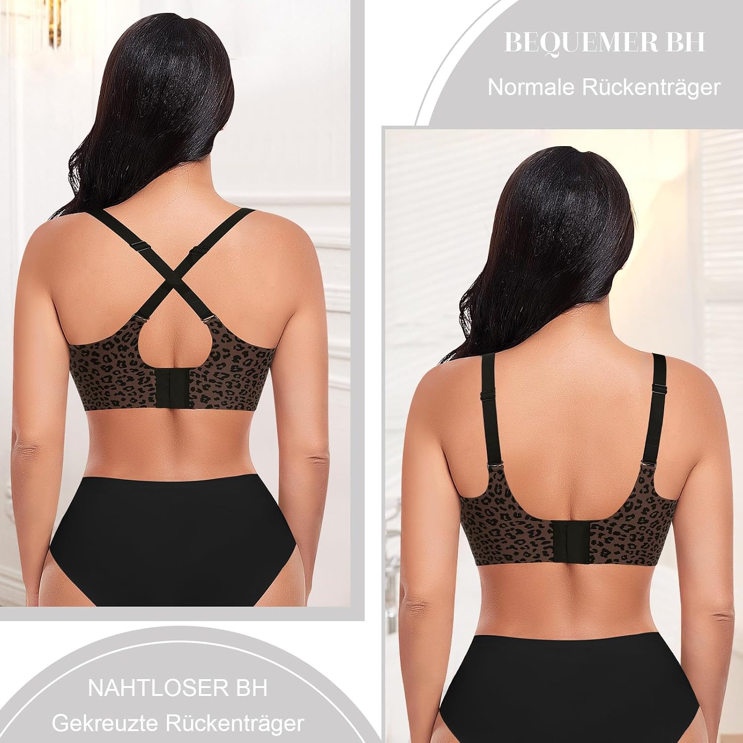 Detalle 2 de Ganado Damen BH Ohne Bügel – Nahtloser Bralette mit V-Ausschnitt und W-Form Stützen