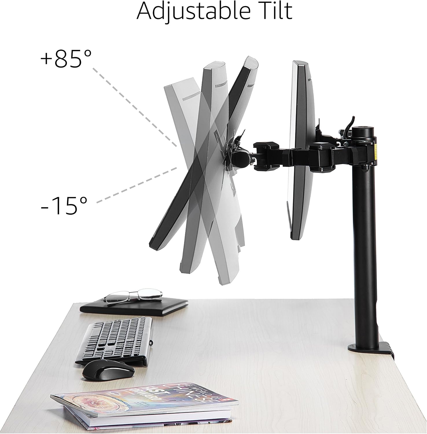 Thumbnail 6 de Amazon Basics stojak na 2 monitory, stalowe ramię z regulacją wysokości