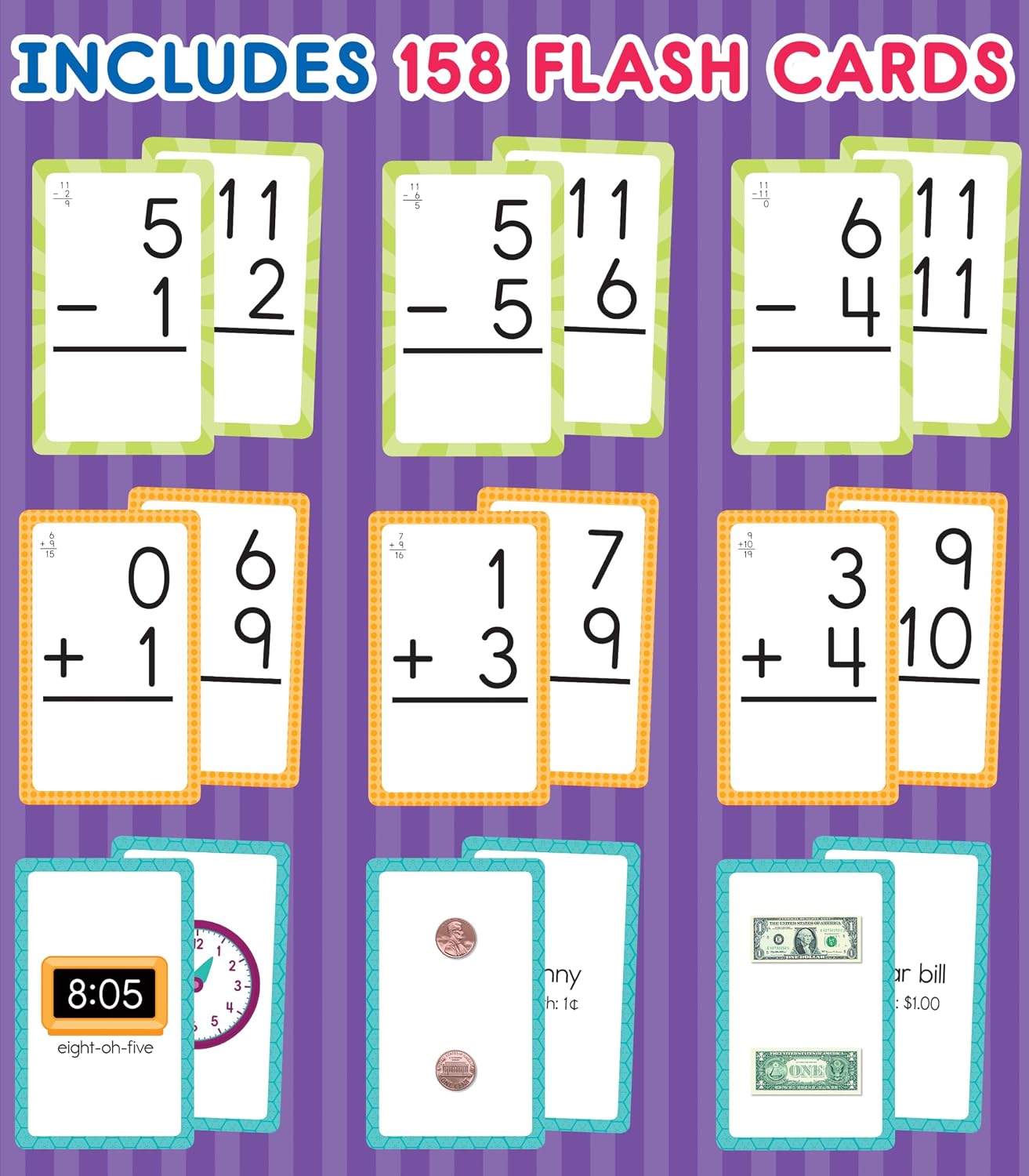 Thumbnail 2 de Carson Dellosa Math Flash Cards, 3 Sets