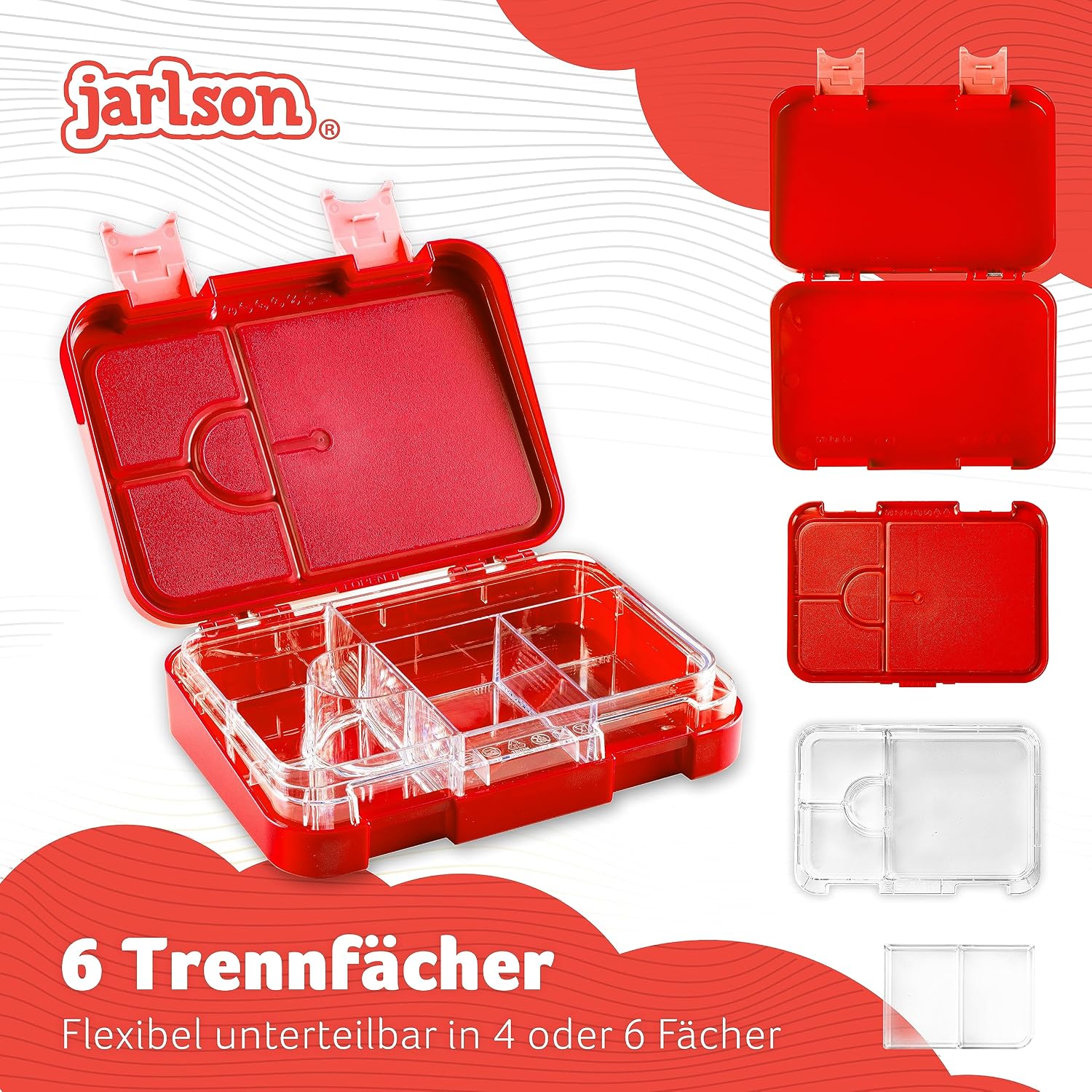 Thumbnail 3 de Jarlson Lunch Box Bambini 850ml: Bento Box con 6 Scomparti, Sicura e Pratica per Scuola e Asilo