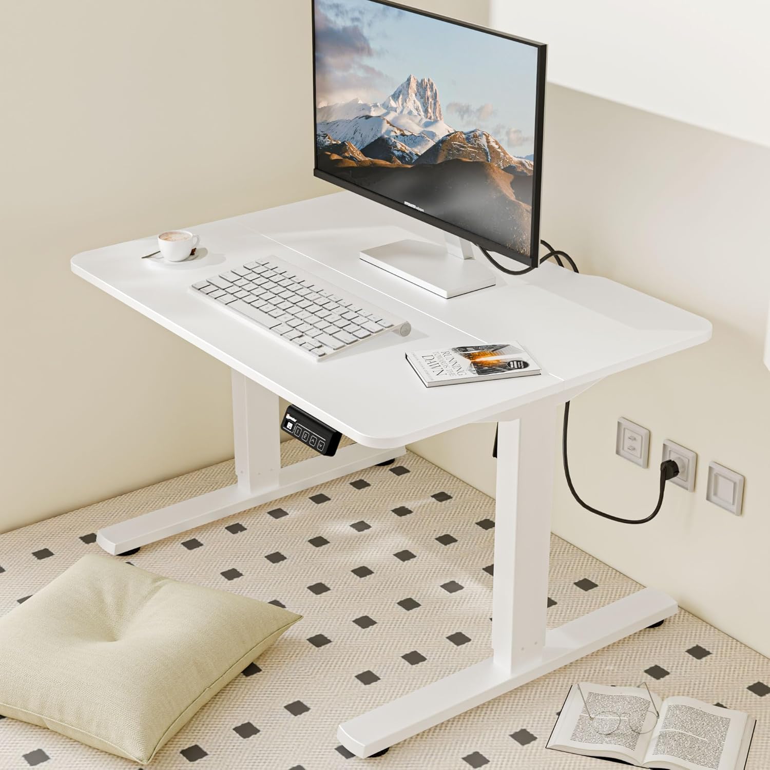 Thumbnail 1 de ERGOMAKER Electric Standing Desk 80x60 cm: Low Height with Wheels and Memory Handset